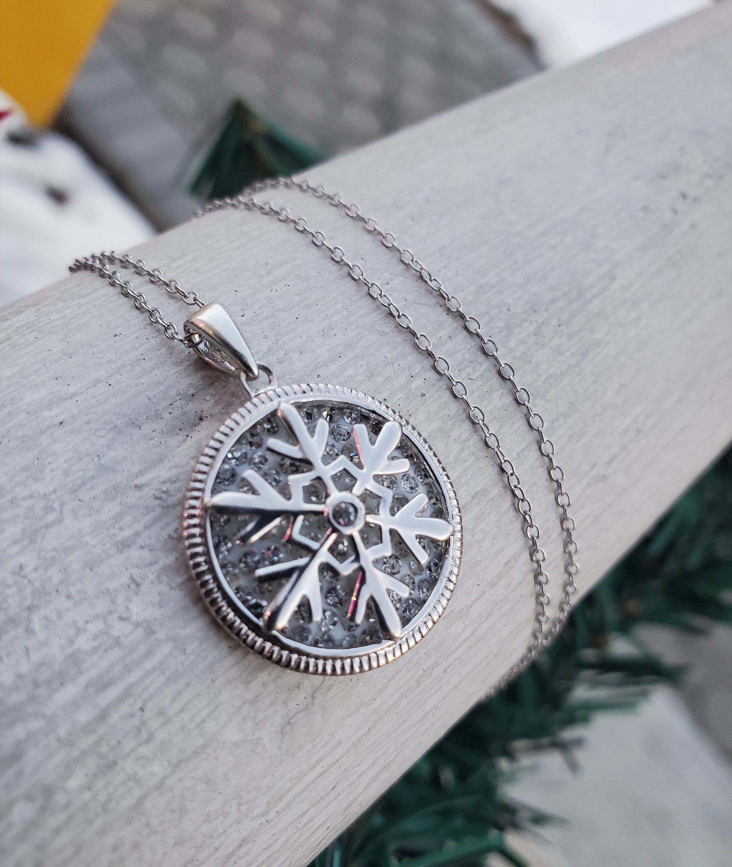 925 Sterling Silver Designer MA Swarovski Elements Snowflake Necklace