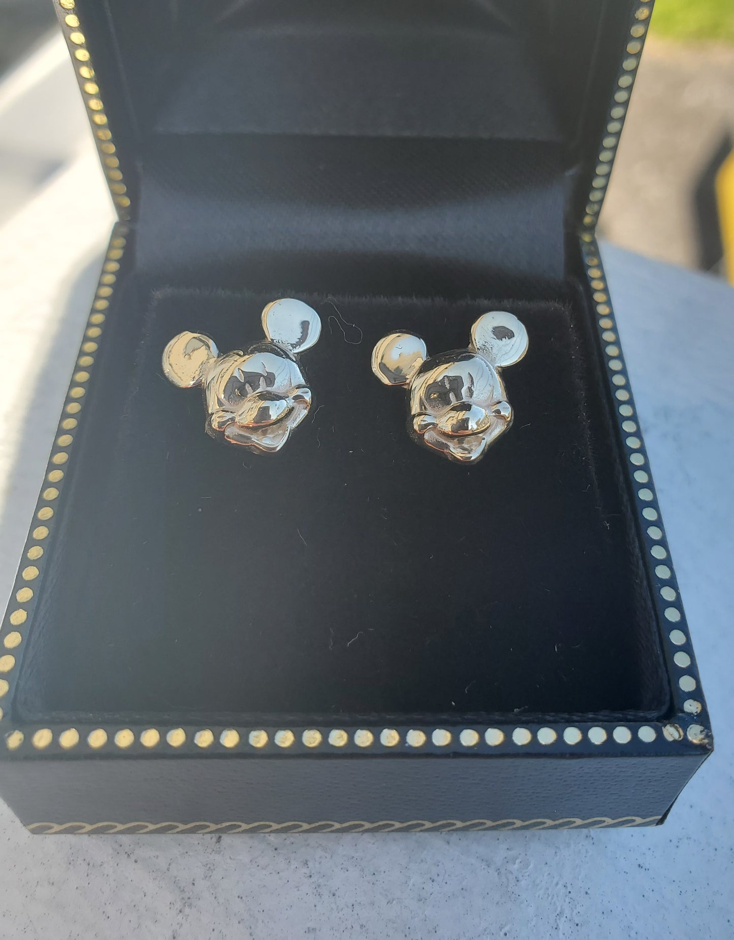 14k Solid Gold Mickey Mouse Head Stud Earrings Butterfly Pushbacks