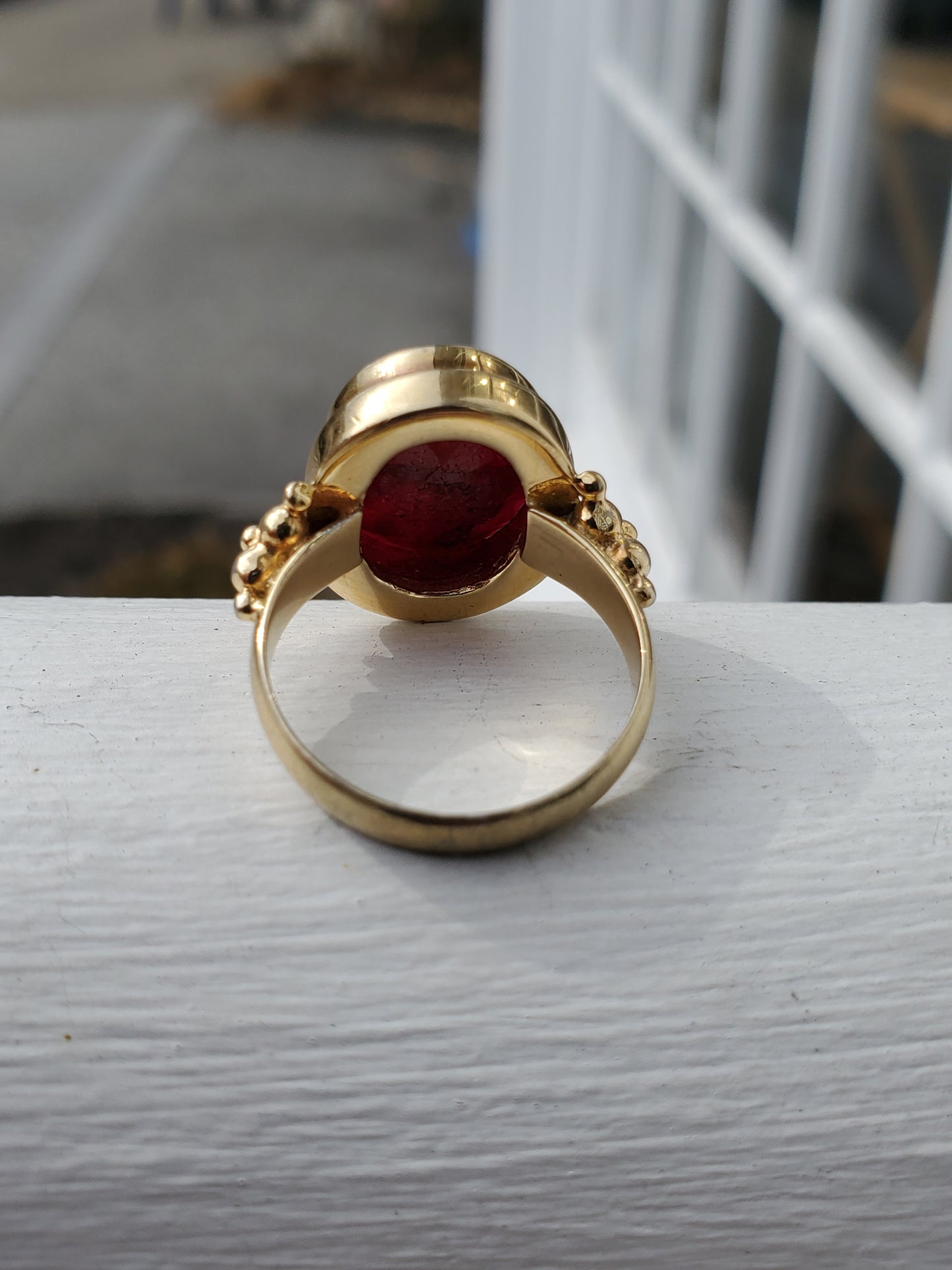 925 Sterling Silver Gold Vermeil Natural 14 Carat Ruby Statement Ring