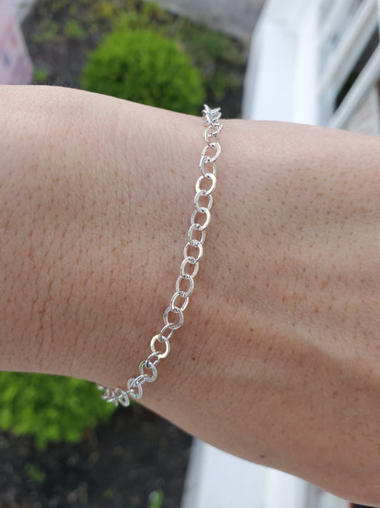 925 Sterling Silver Open Circle Stackable Starter Charm Bracelet