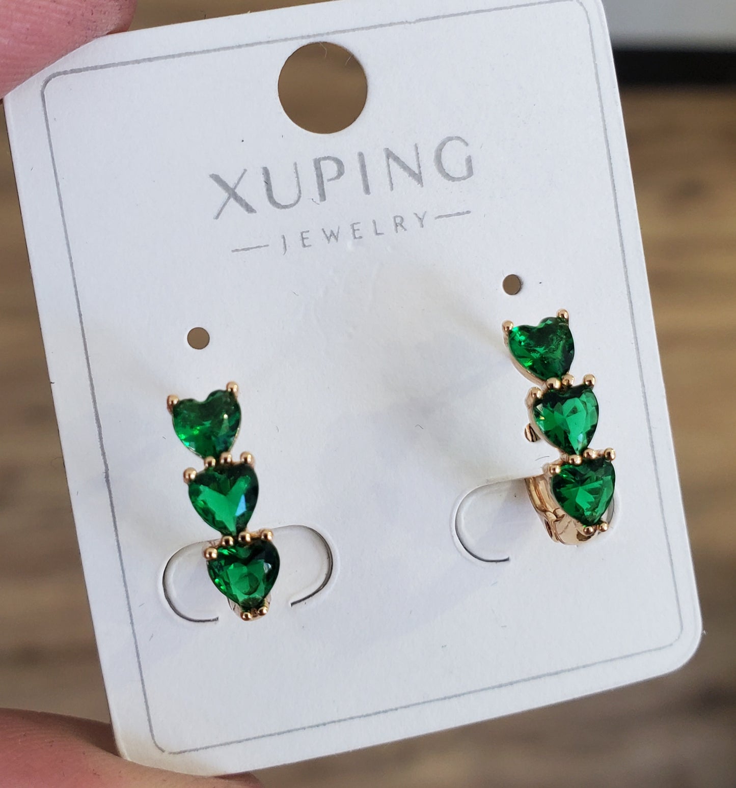 Stainless Steel Gold Plated Triple Heart Leaver-Snap Huggie Hoop Earrings