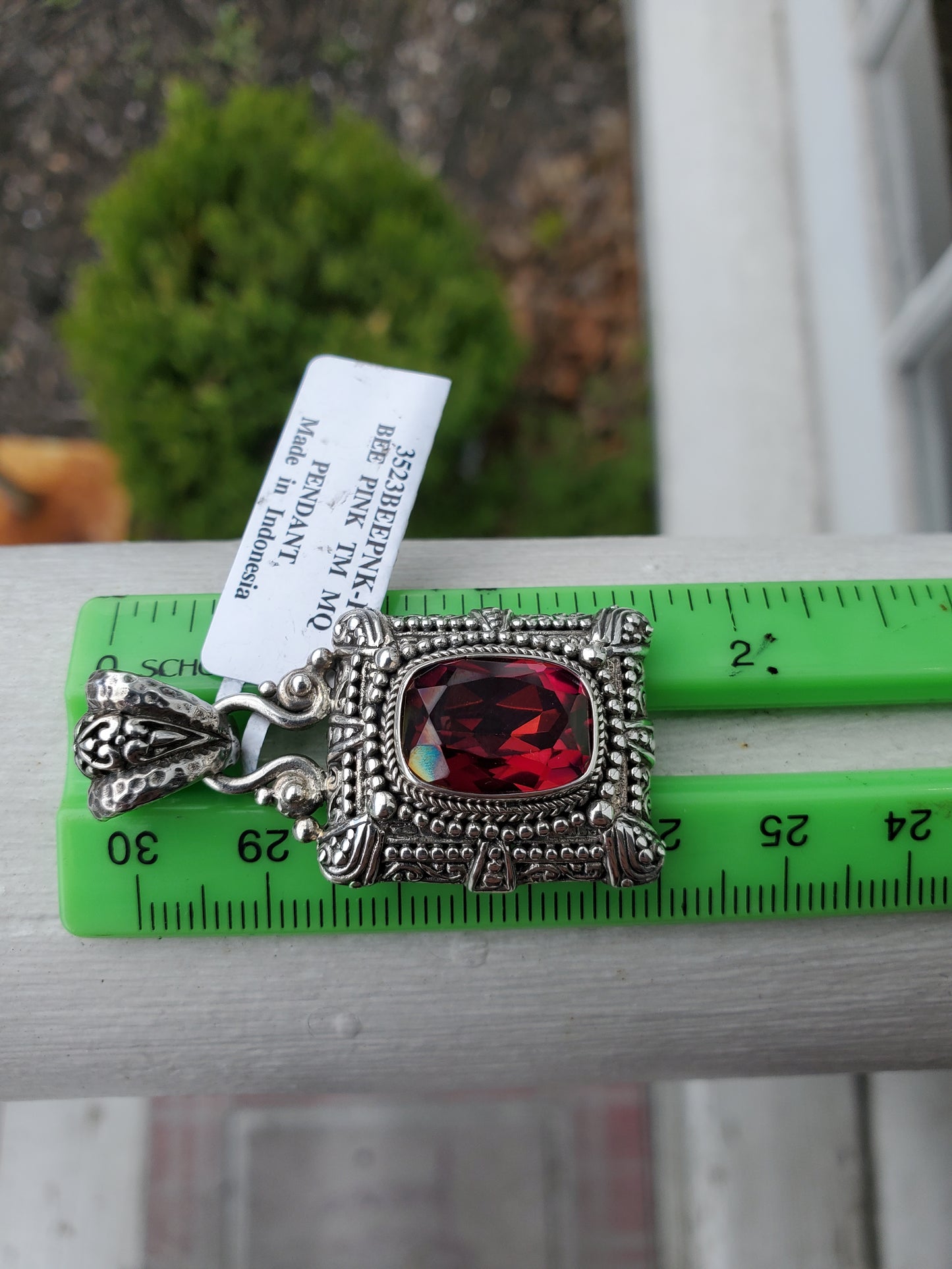 925 Sterling Silver Designer Sarda Bee Pink Tourmaline Pendant
