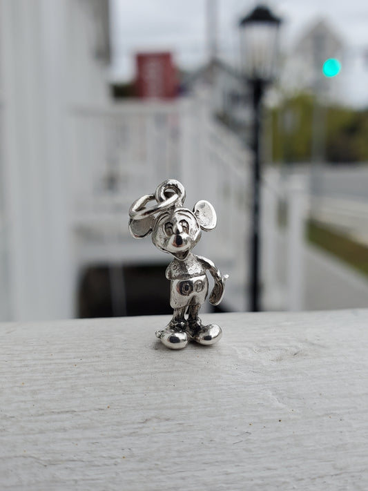 925 Vintage Sterling Silver 3D Mickey Mouse Charm / Pendant