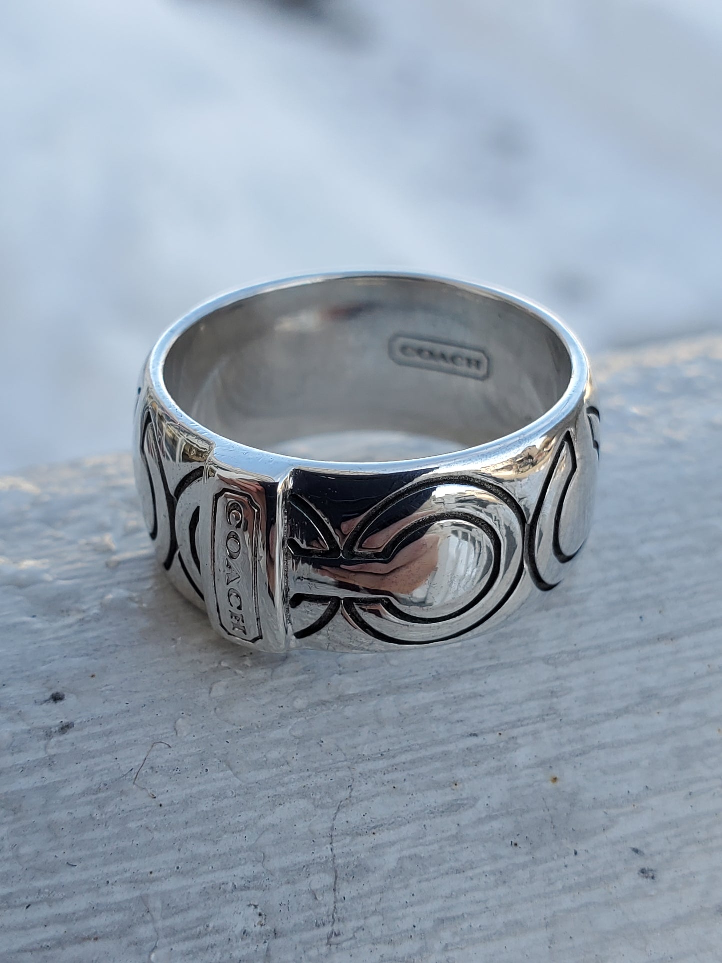925 Sterling Silver Designer Coach Signature CC Ring