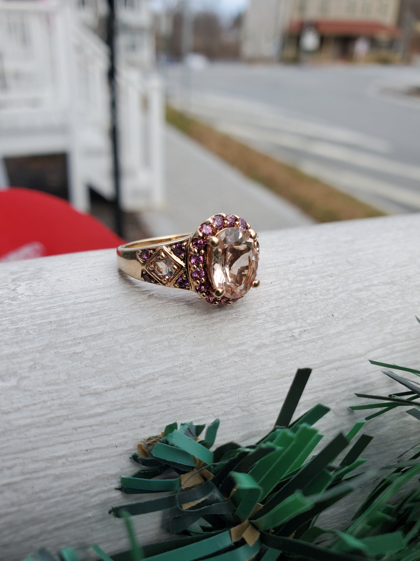 925 Sterling Silver Rose Vermeil Morganite & Pink Tourmaline Cluster Ring