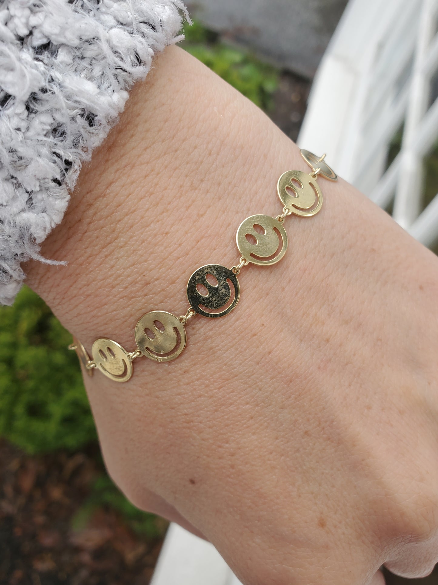 925 Sterling Silver "Have a Nice Day" Happy Smiley Face Bracelet