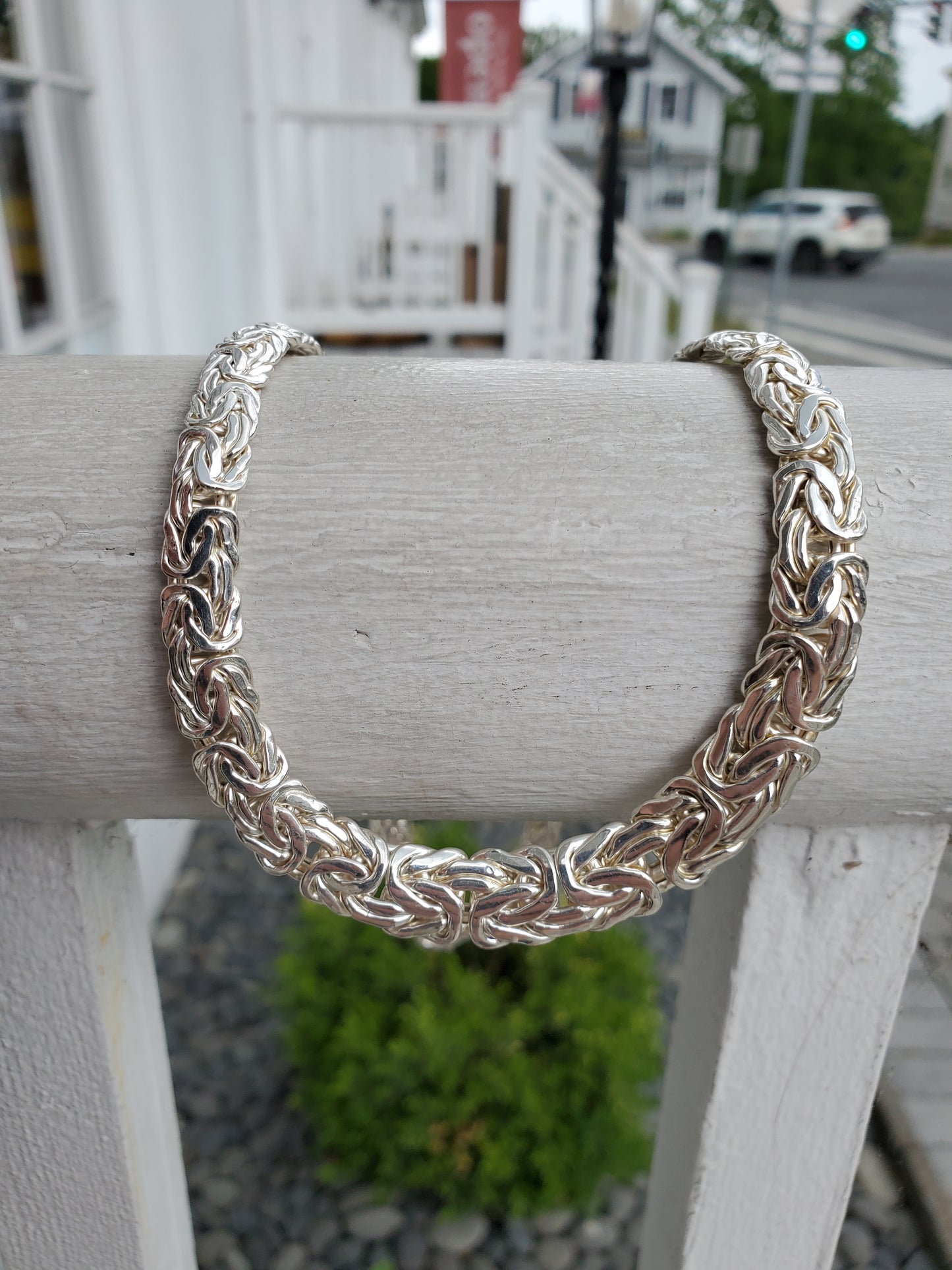 925 Sterling Silver Handmade in Turkey 🇹🇷 Graduated Flat Byzantine link Necklace Chain
