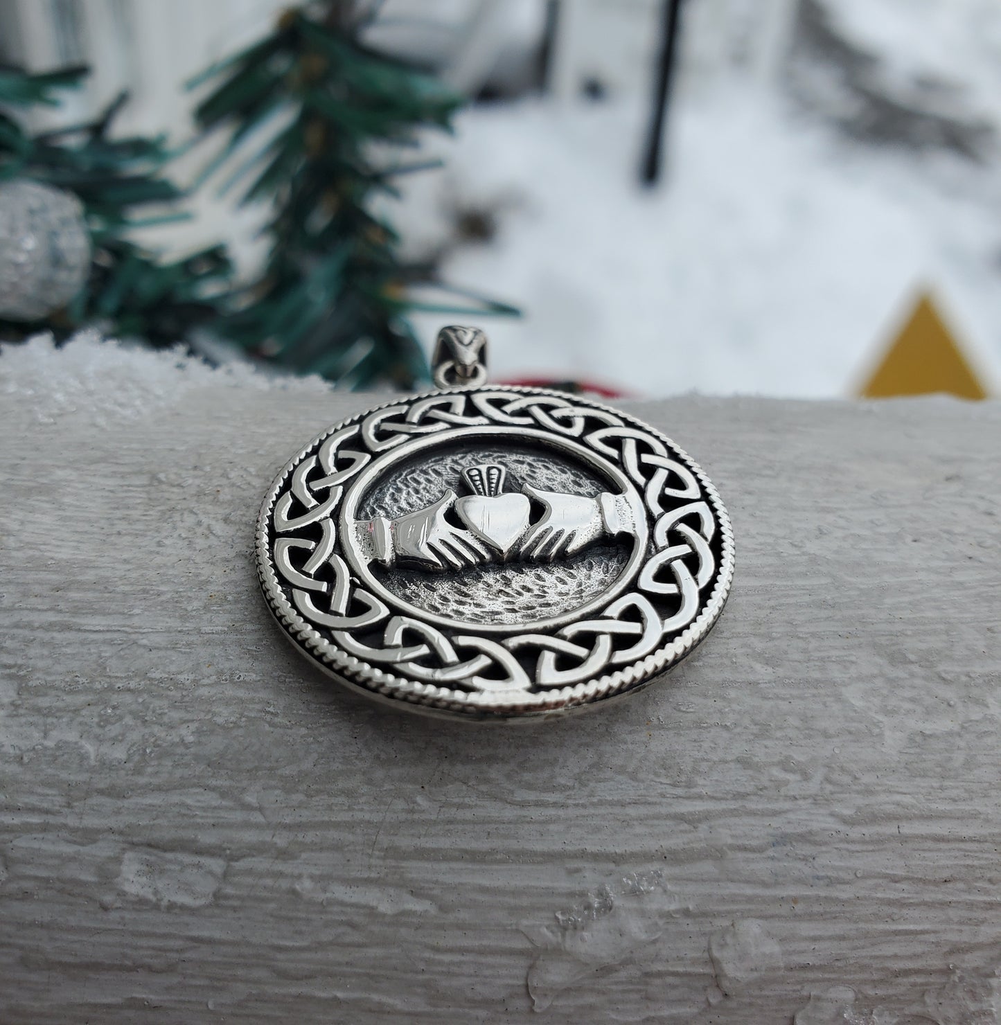 925 Sterling Silver Designer PSCL Peter Stone Unisex Irish Claddagh Pendant Charm