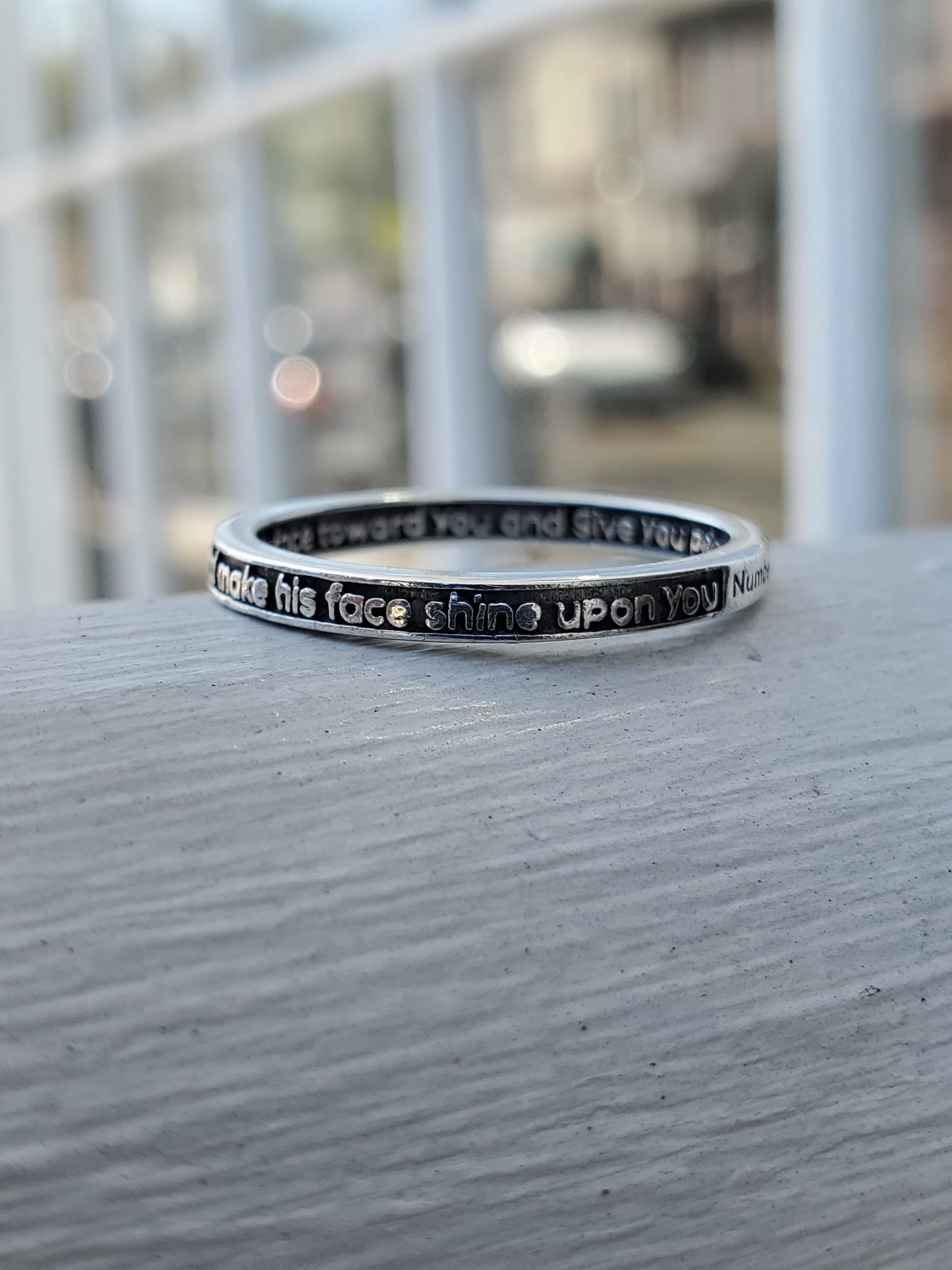 925 Sterling Silver Numbers Scripture 6:24-26 Religious Blessing Silver Band Ring