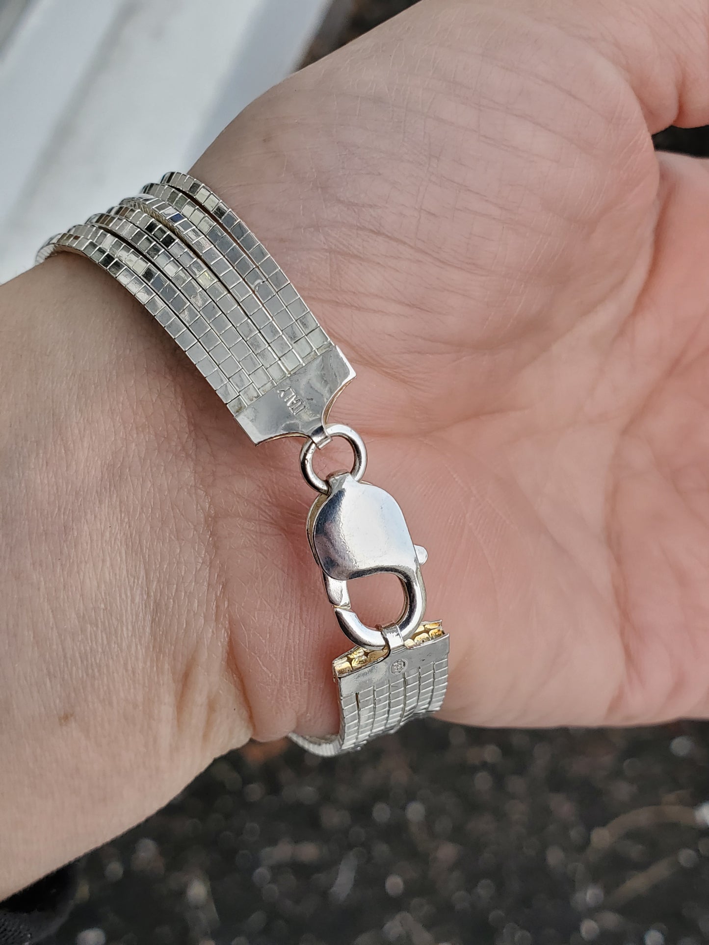 925 Sterling Silver 7-Strand Snake Chain Link Bracelet