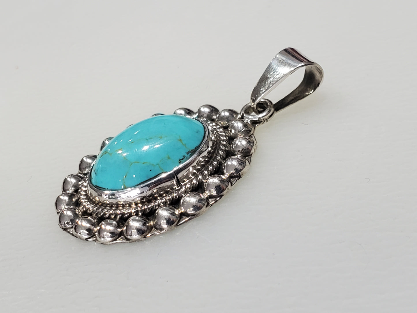 925 Sterling Silver Sleeping Beauty Turquoise Statement Pendant