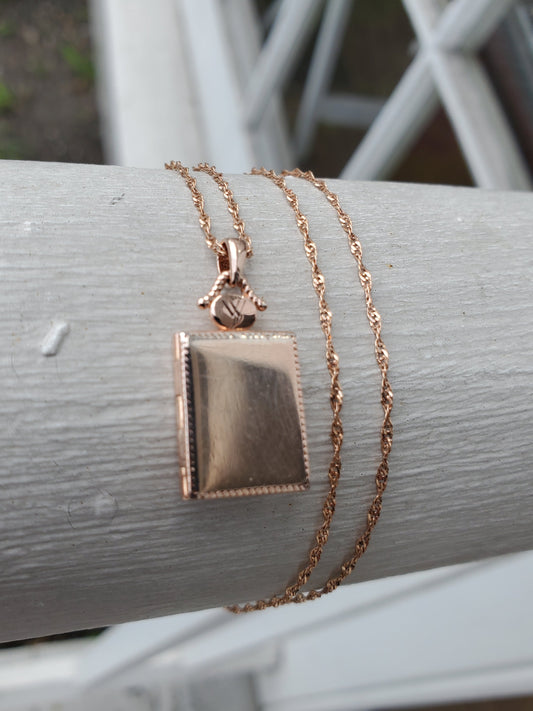 925 Sterling Silver Rose Gold Vermeil Designer WY With You Book Bookish Locket Charm Necklace