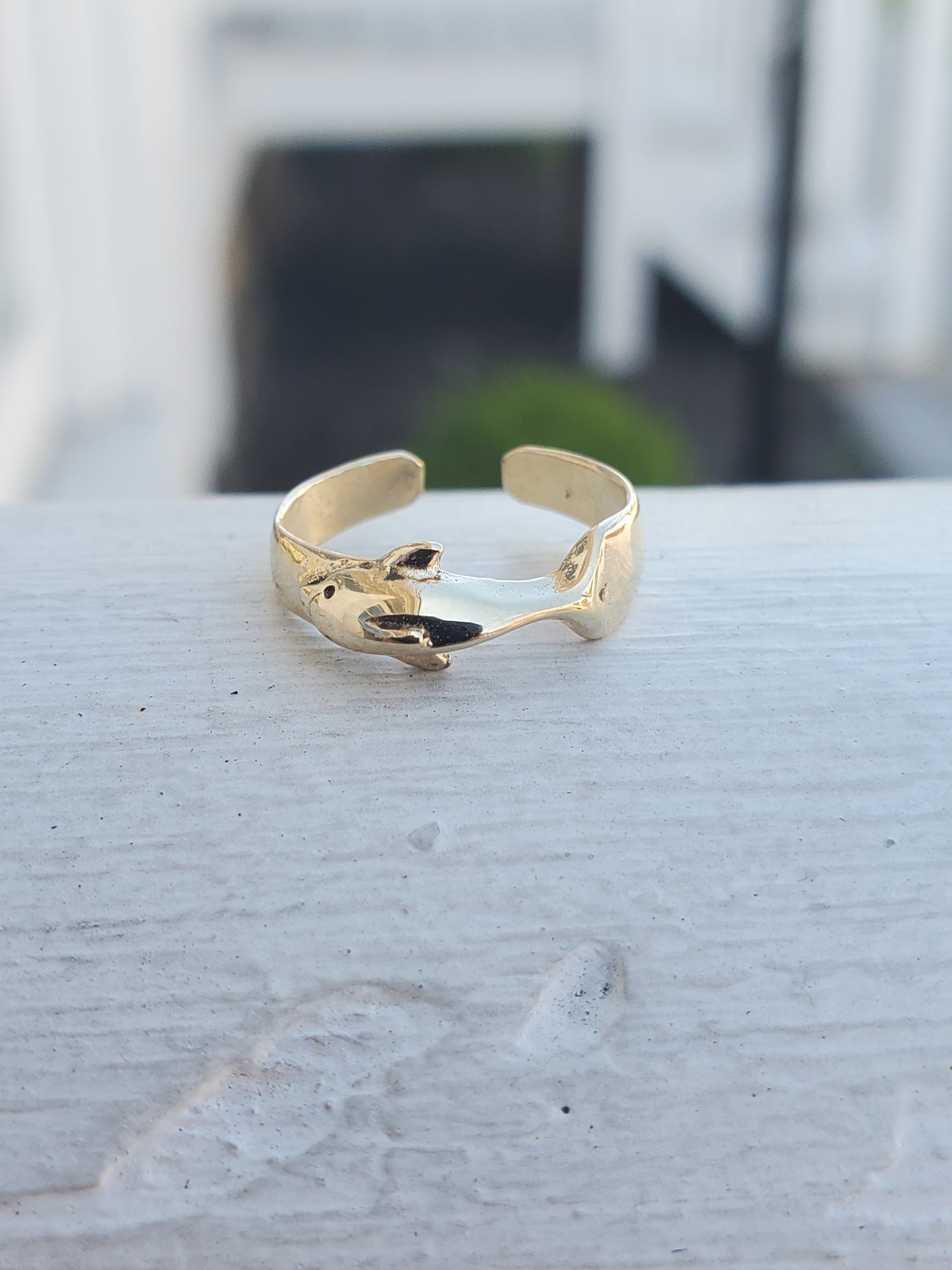14k Solid Gold Ladies Dolphin Toe / Mid-Finger Ring