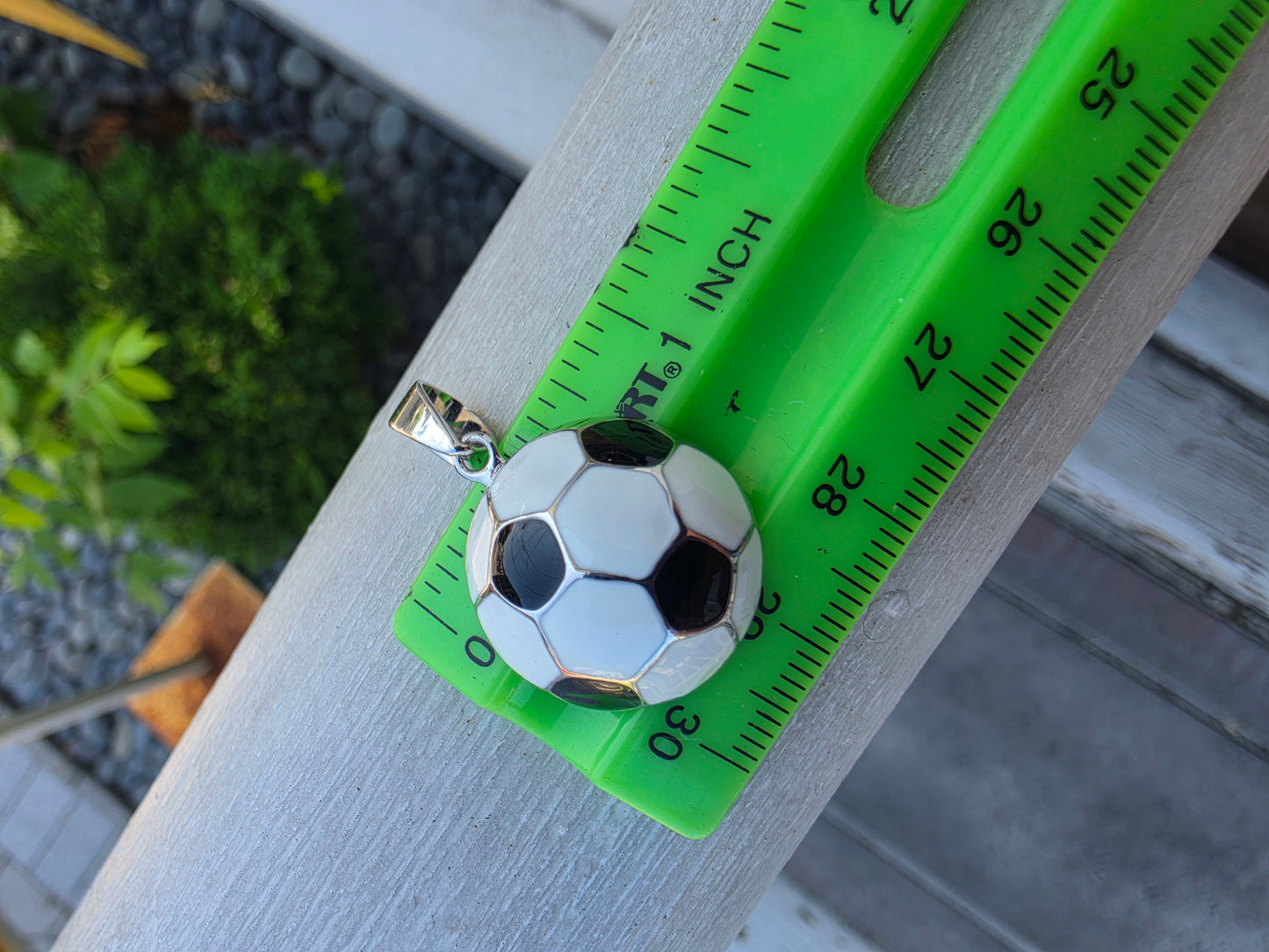 925 Sterling Silver Soccer Ball ⚽️ w/ black & white enamel charm pendant