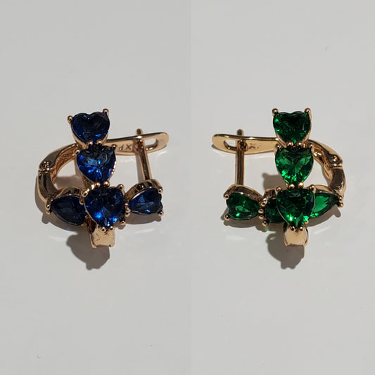 Stainless Steel Gold Plated Triple Heart Leaver-Snap Huggie Hoop Earrings