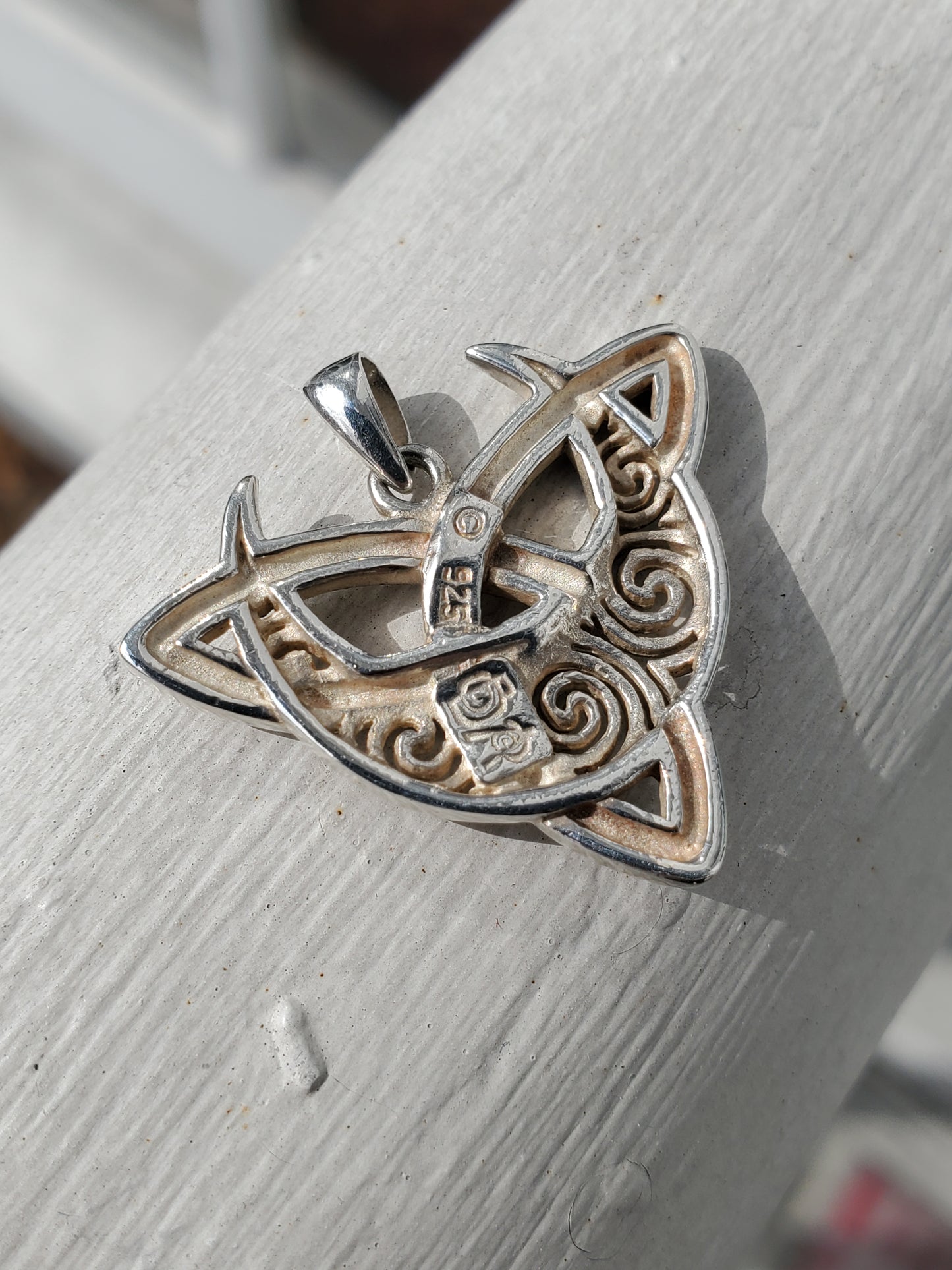 925 Sterling Silver Brigid Ashwood Crescent Moon Trinity Knot Pendant