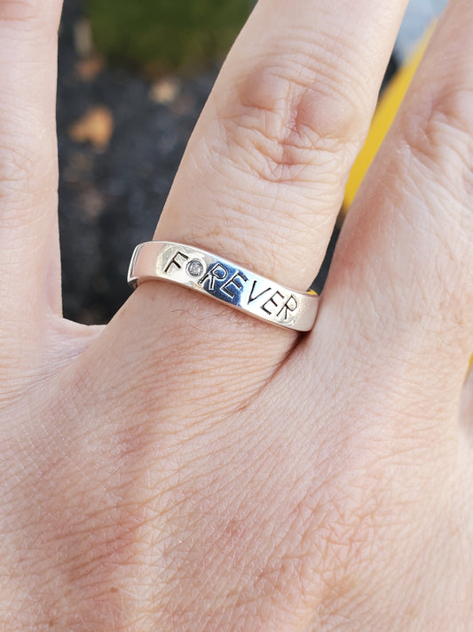 925 Sterling Silver Designer DQ Forever Wavy Band Ring