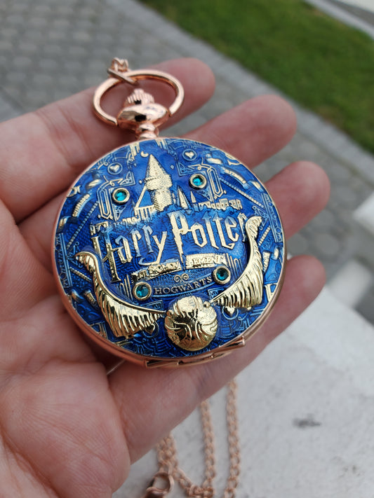 Rose-Plated Stainless Steel Harry Potter Golden Snitch Hogwartz Deathly Hallows Pocketwatch