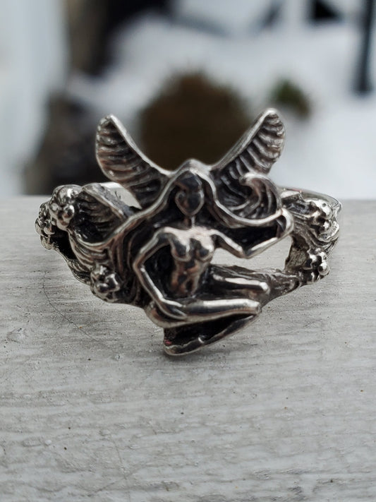 925 Sterling Silver Garden Fairy Ring Size 8