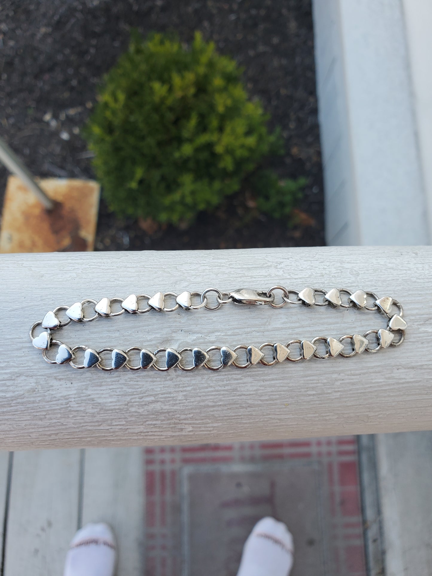 925 Sterling Silver Love ❤️ Links Chain Link Bracelet