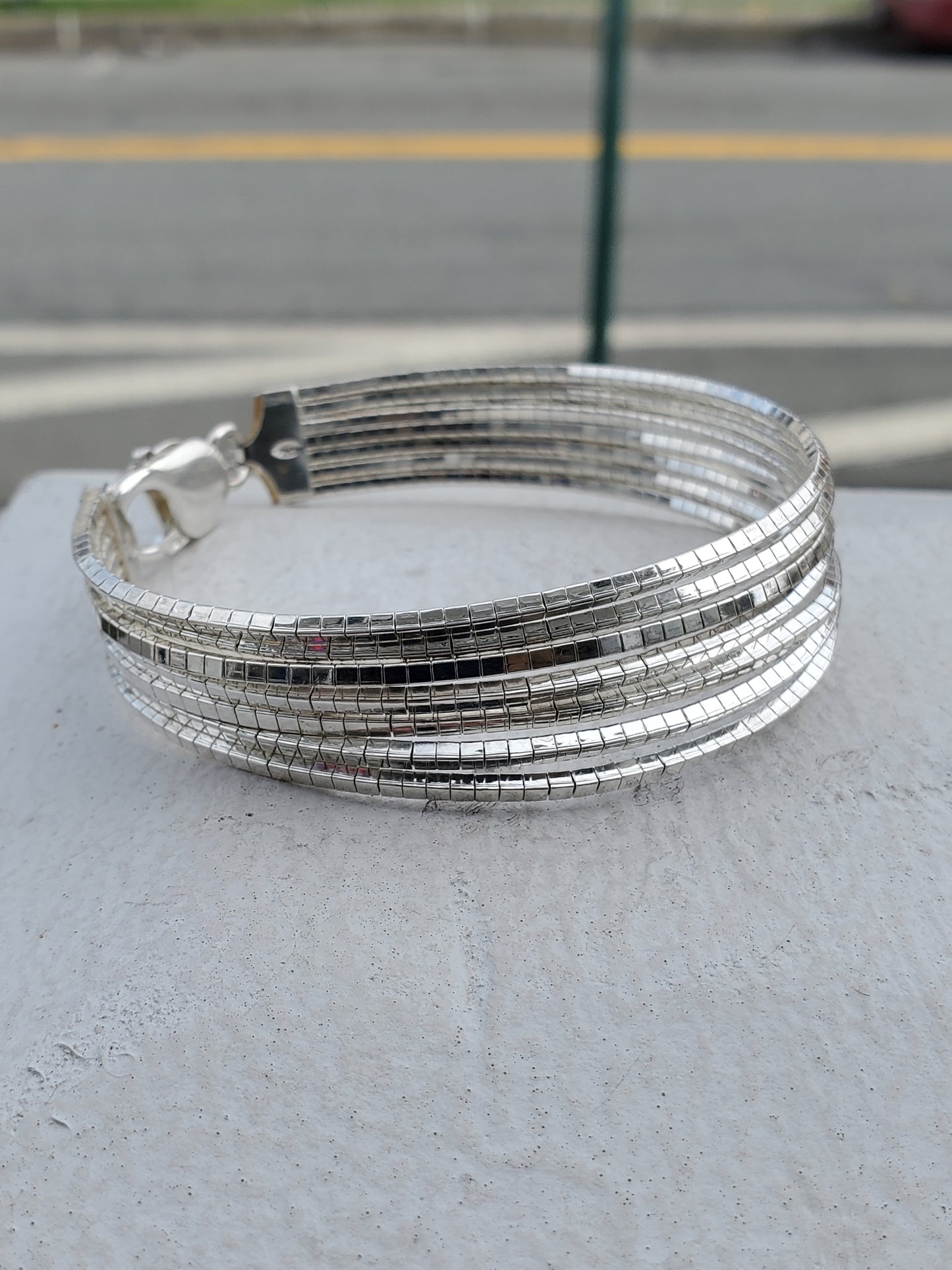 925 Sterling Silver 7-Strand Snake Chain Link Bracelet