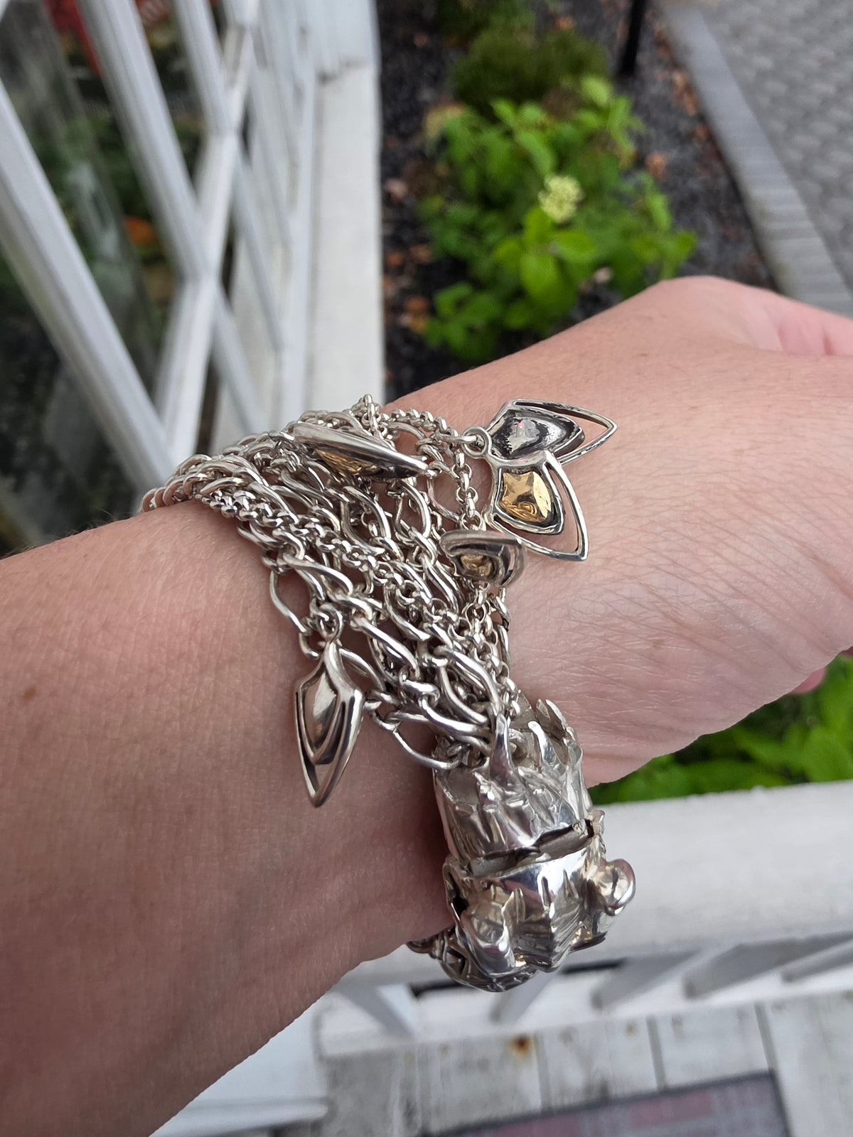 925 Sterling Silver & 18k Gold Designer John Hardy Naga Dragon Multi-Strand Bracelet