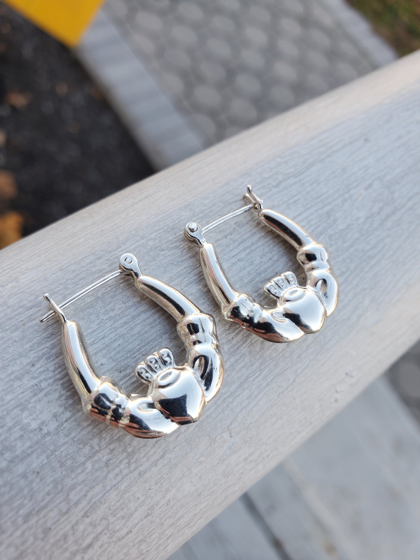 925 Sterling Silver Irish Claddagh Hoop Earrings