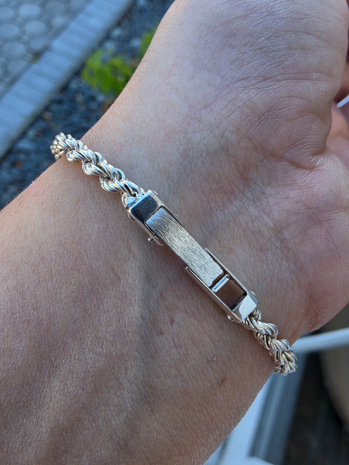 925 Sterling Silver Designer Oryx Natural Sapphire Bezel Rope Bracelet Watch