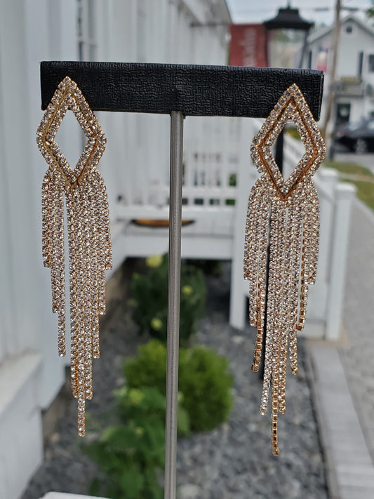 Silver Plated Clear Crystal Chandelier Dangle Earrings