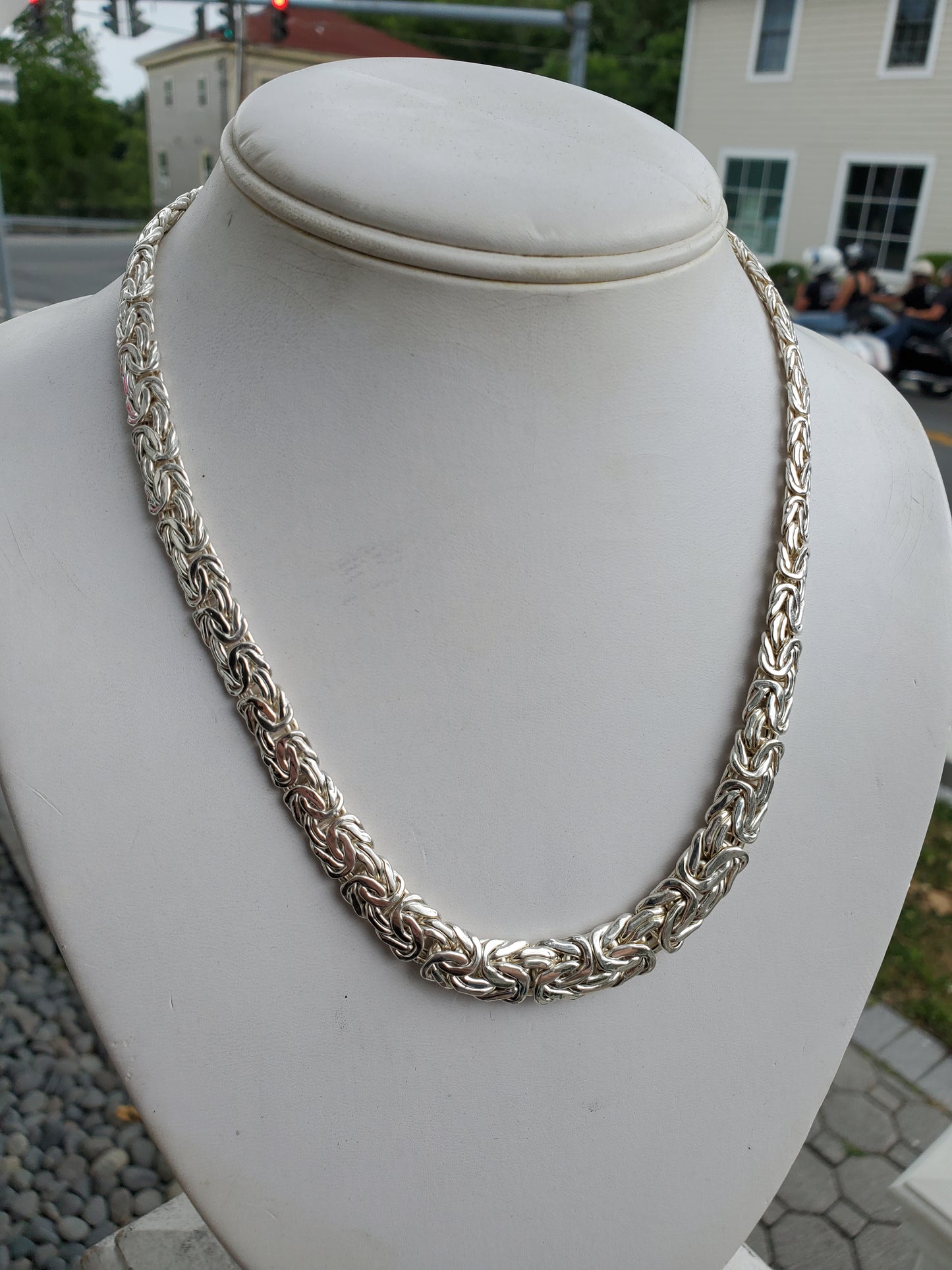925 Sterling Silver Handmade in Turkey 🇹🇷 Graduated Flat Byzantine link Necklace Chain