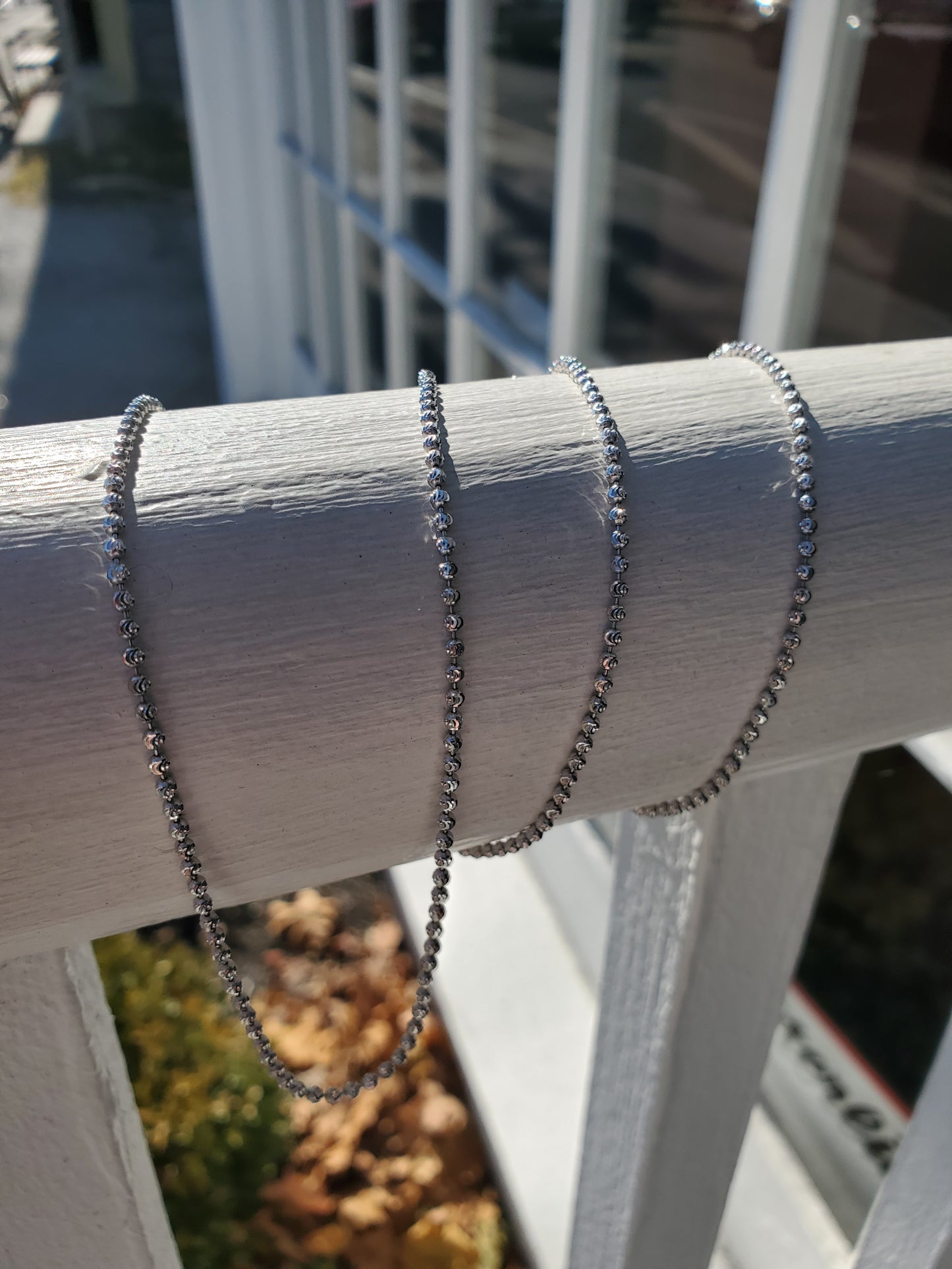 925 Sterling Silver Ladies 30" Sparkling Mooncut beaded chain