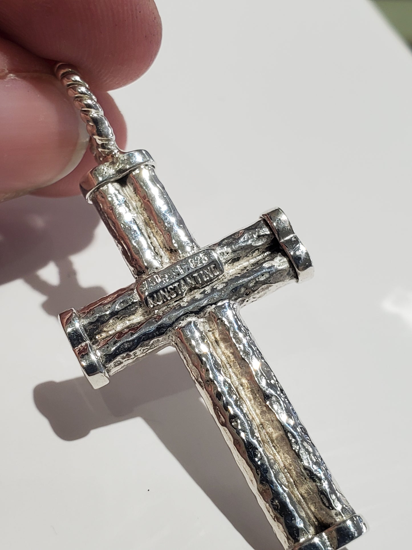 925 Sterling Silver Konstantine Industrial Cross Charm Pendant