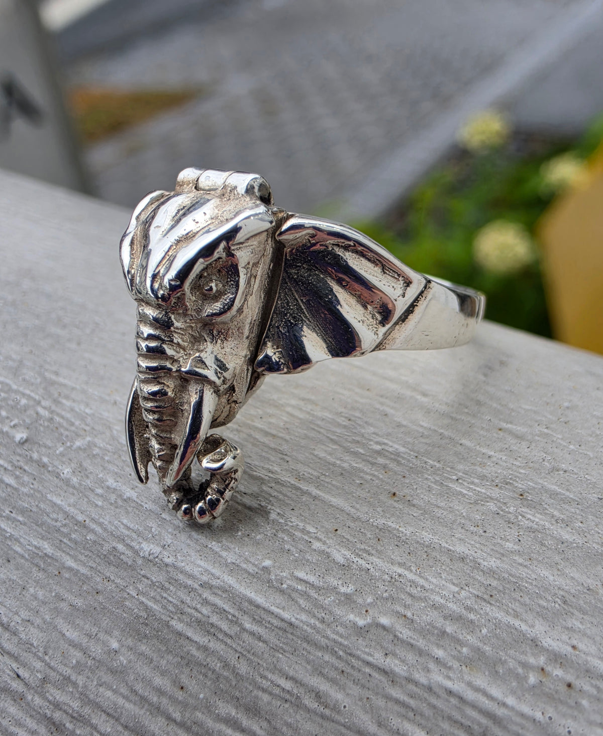 925 Sterling Silver Vintage Elephant Poison Ring