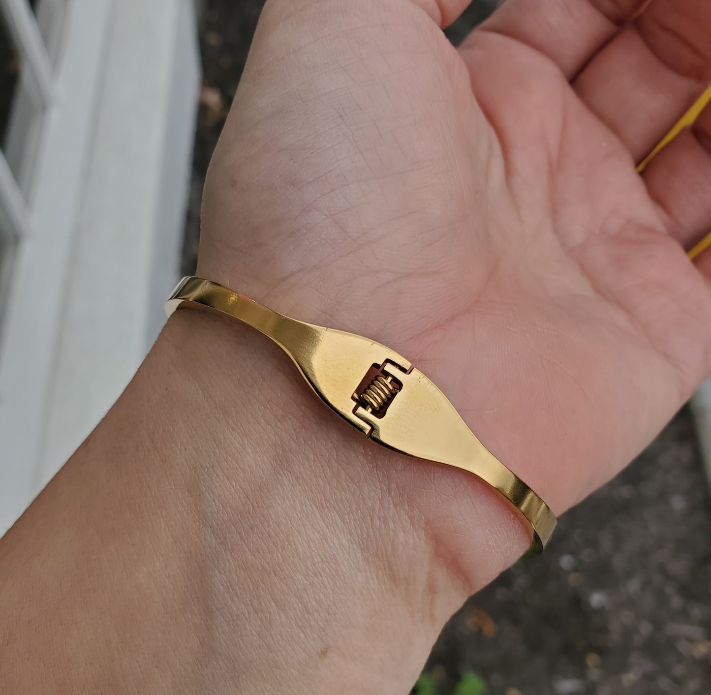 Stainless Steel Vermeil LV lookalike design Bangle Bracelet 7”