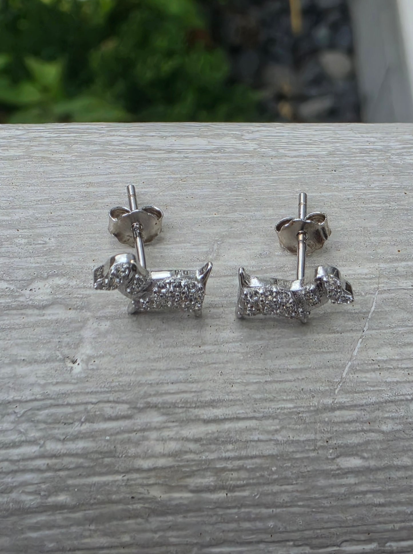 925 Sterling Silver Puppy Dog 🐶 White Spinel Stud Earrings