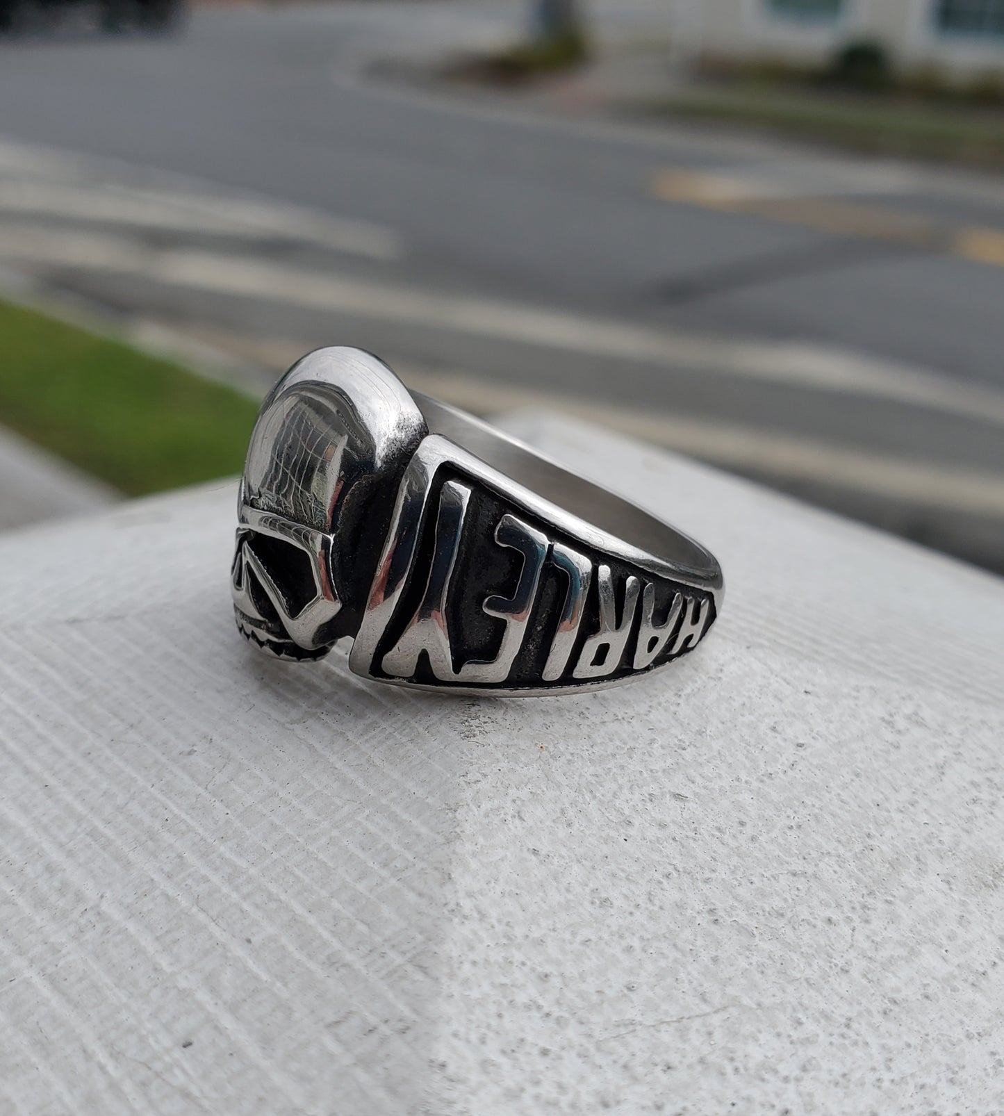 Stainless Steel Men's Harley Davison Skull Bikers Ring