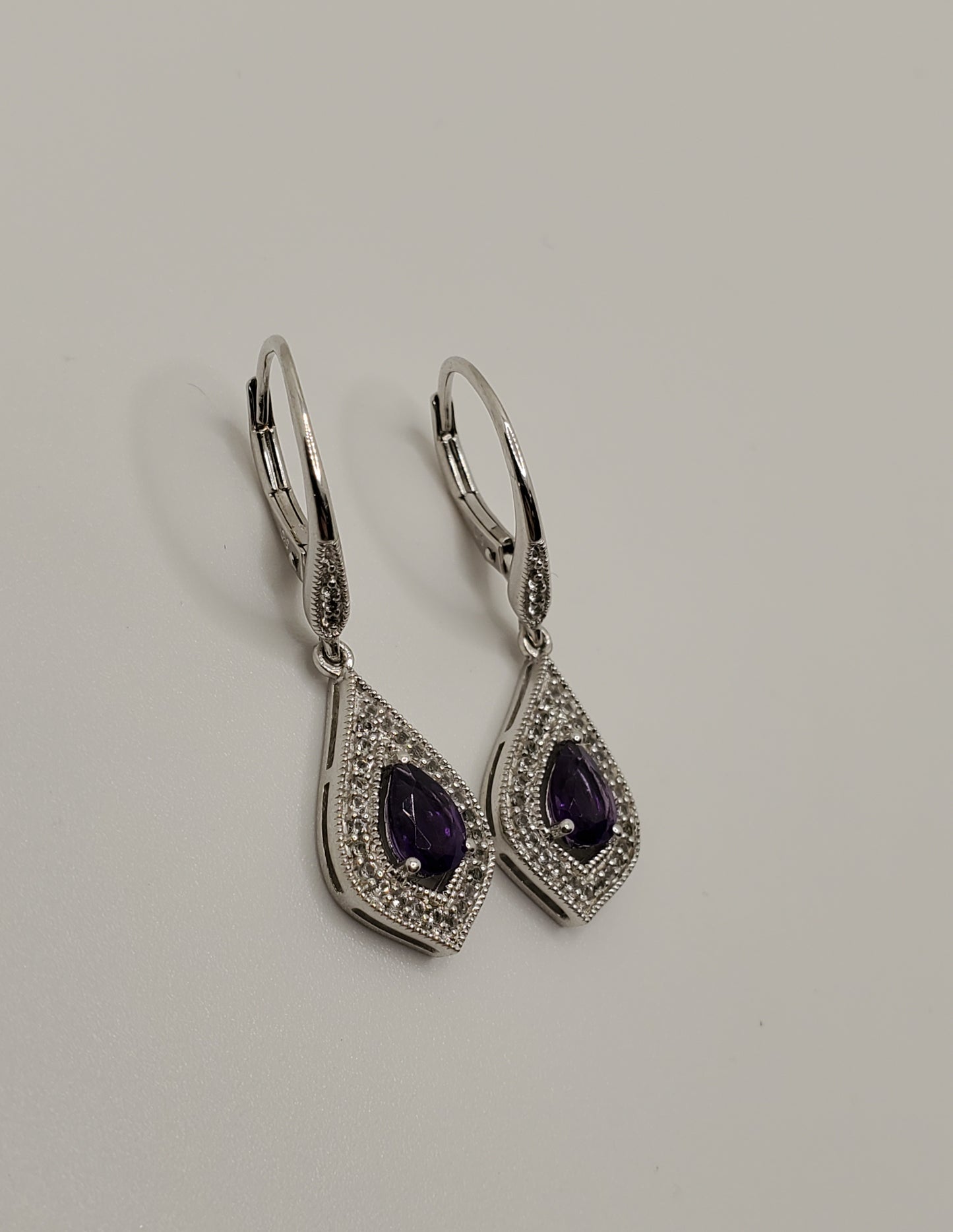 925 Sterling Silver Amethyst Zirconia Chandelier Earrings