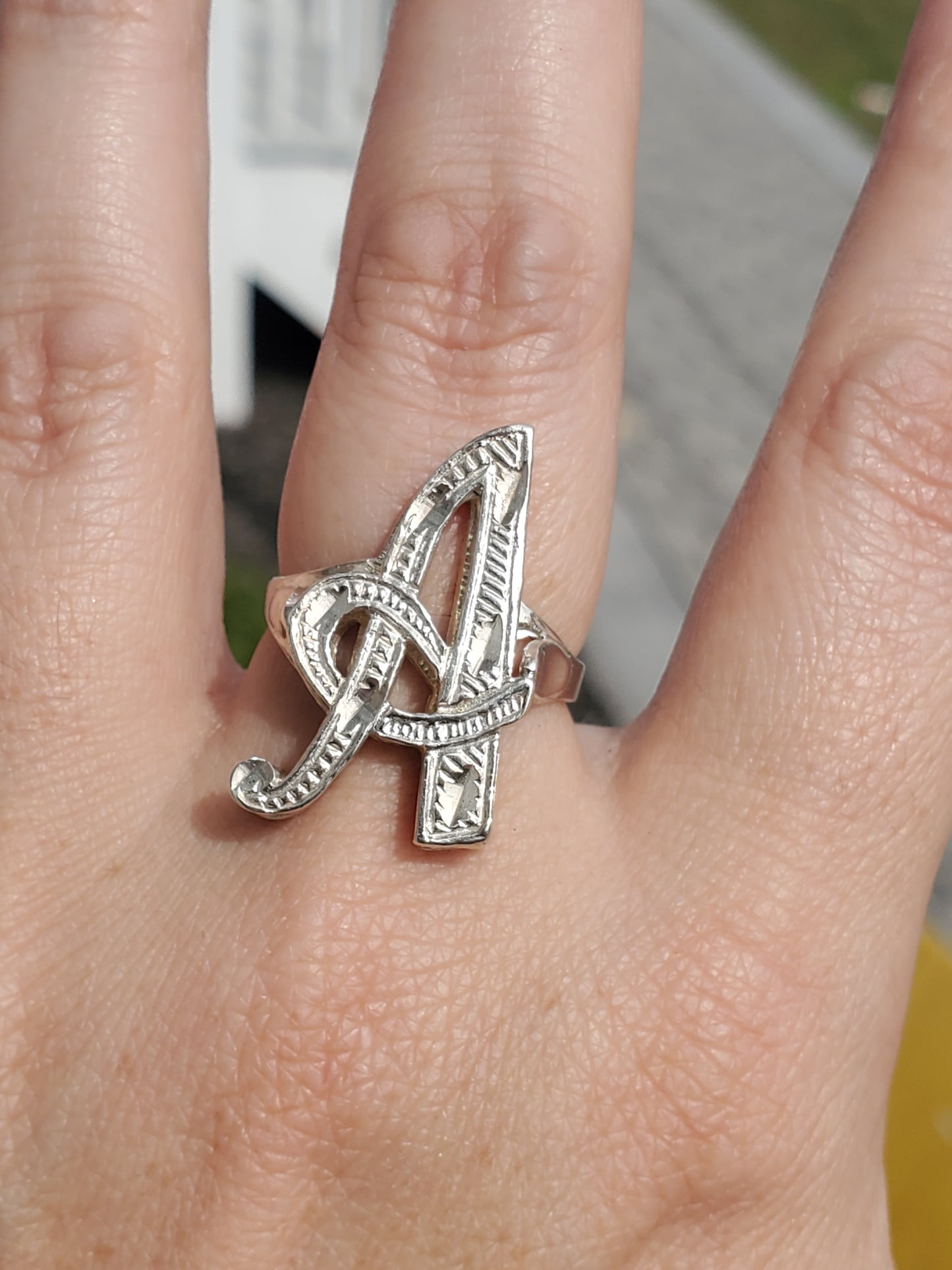Sterling Silver Vintage Double Plated A Initial Ring sz:8