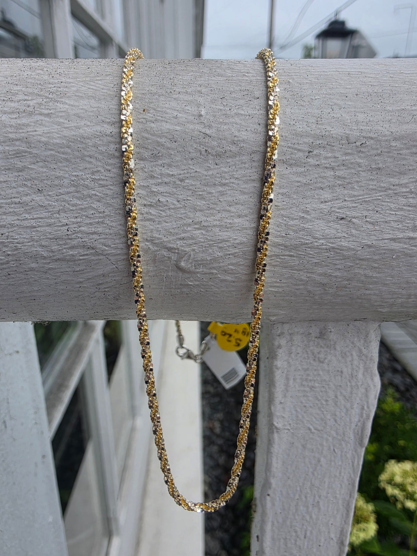 925 Sterling Silver & 18k Gold Vermeil 18" Twisted Rock Chain Necklace