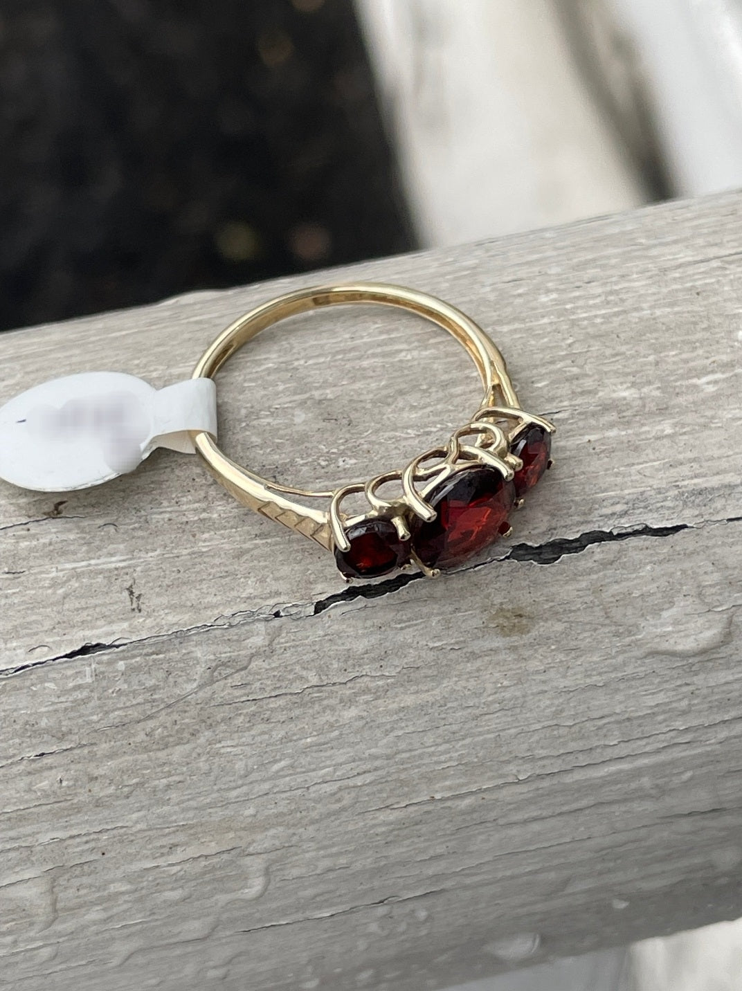 14k Gold Past Present Future 2.00ct Garnet Ring