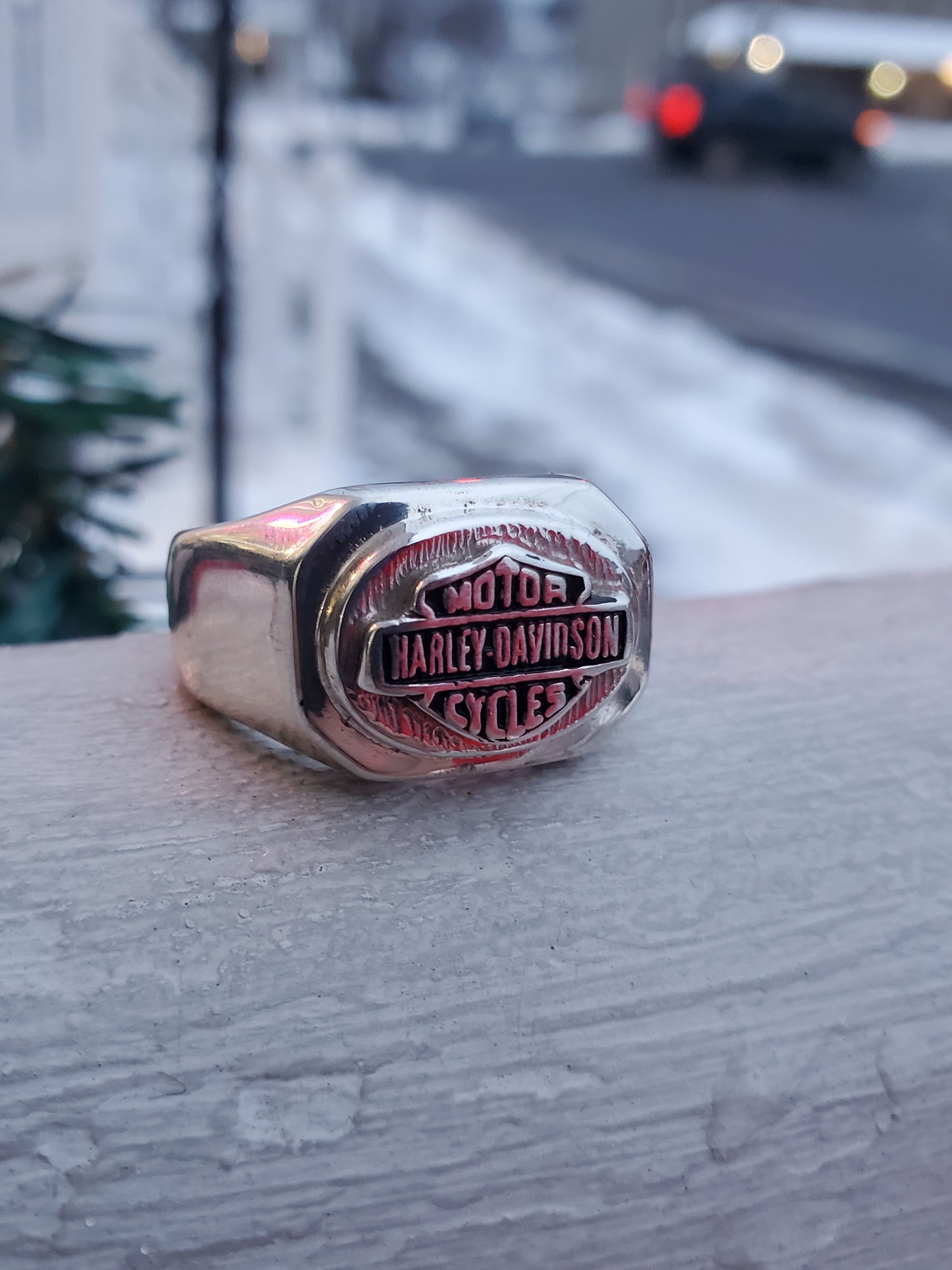 925 Sterling Silver Men's Motor Harley Davidson Cycles Biker Shield Ring