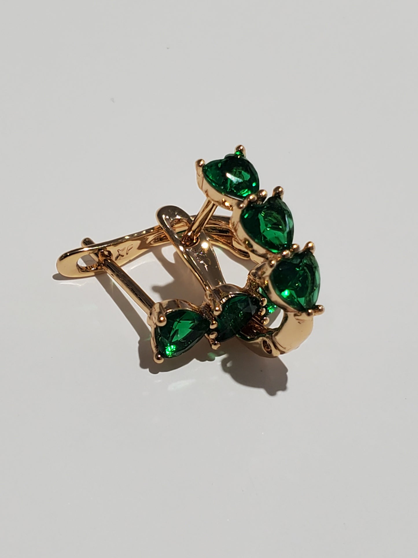 Stainless Steel Gold Plated Triple Heart Leaver-Snap Huggie Hoop Earrings