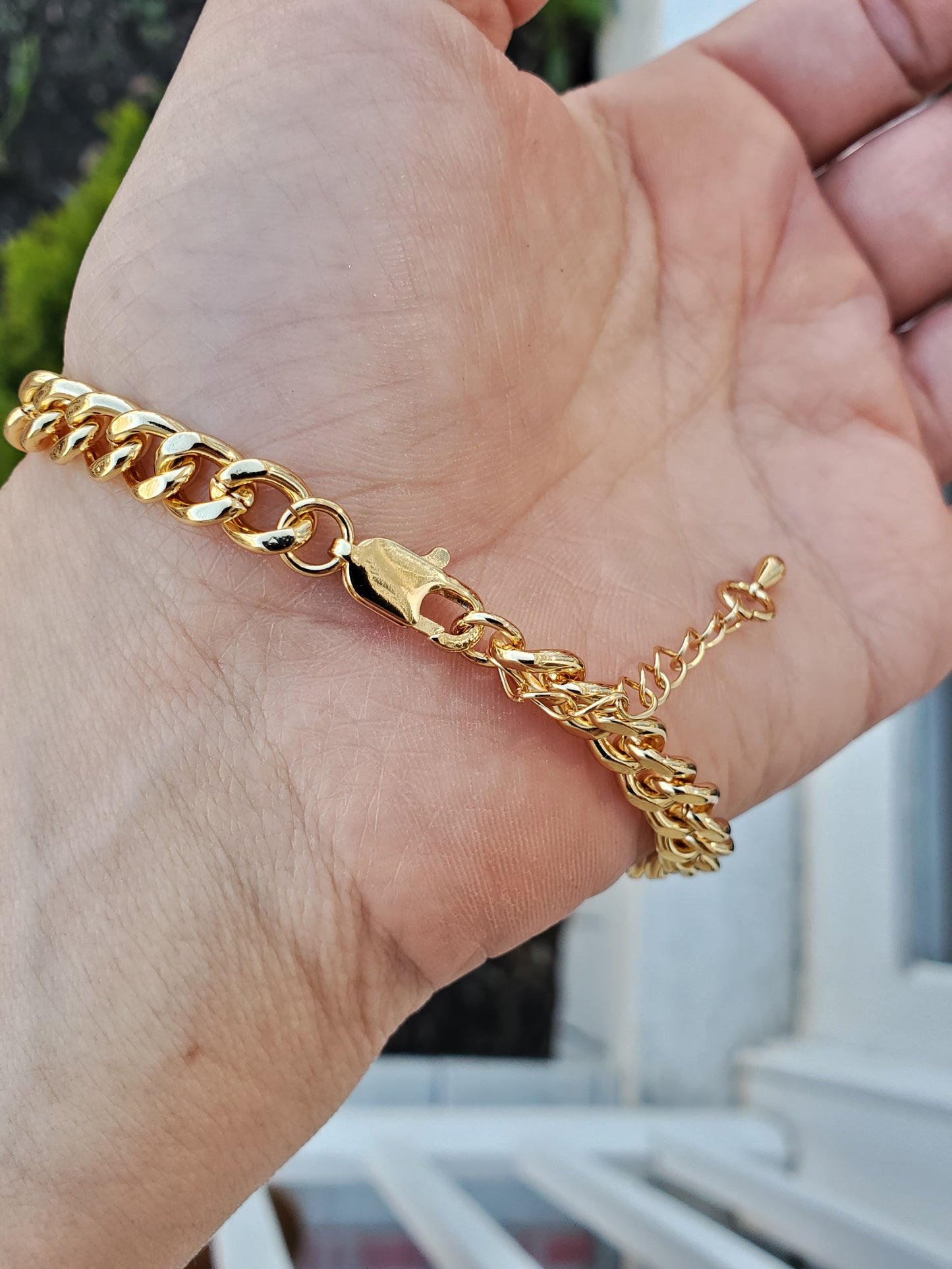Gold Plated CD Christian Dior Lookalike CZ Cuban Link Chunky Bracelet
