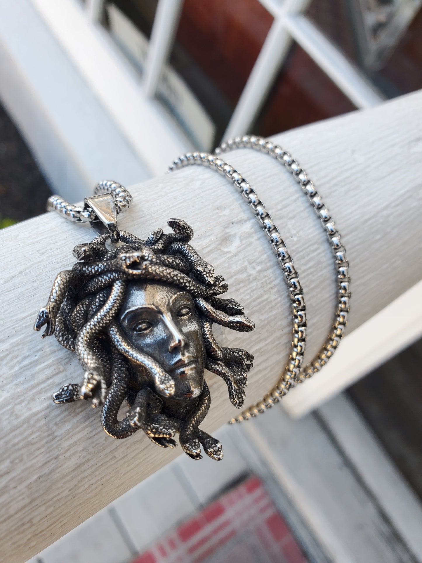 Stainless Steel Medusa Head Greek Methodology Perseus Necklace