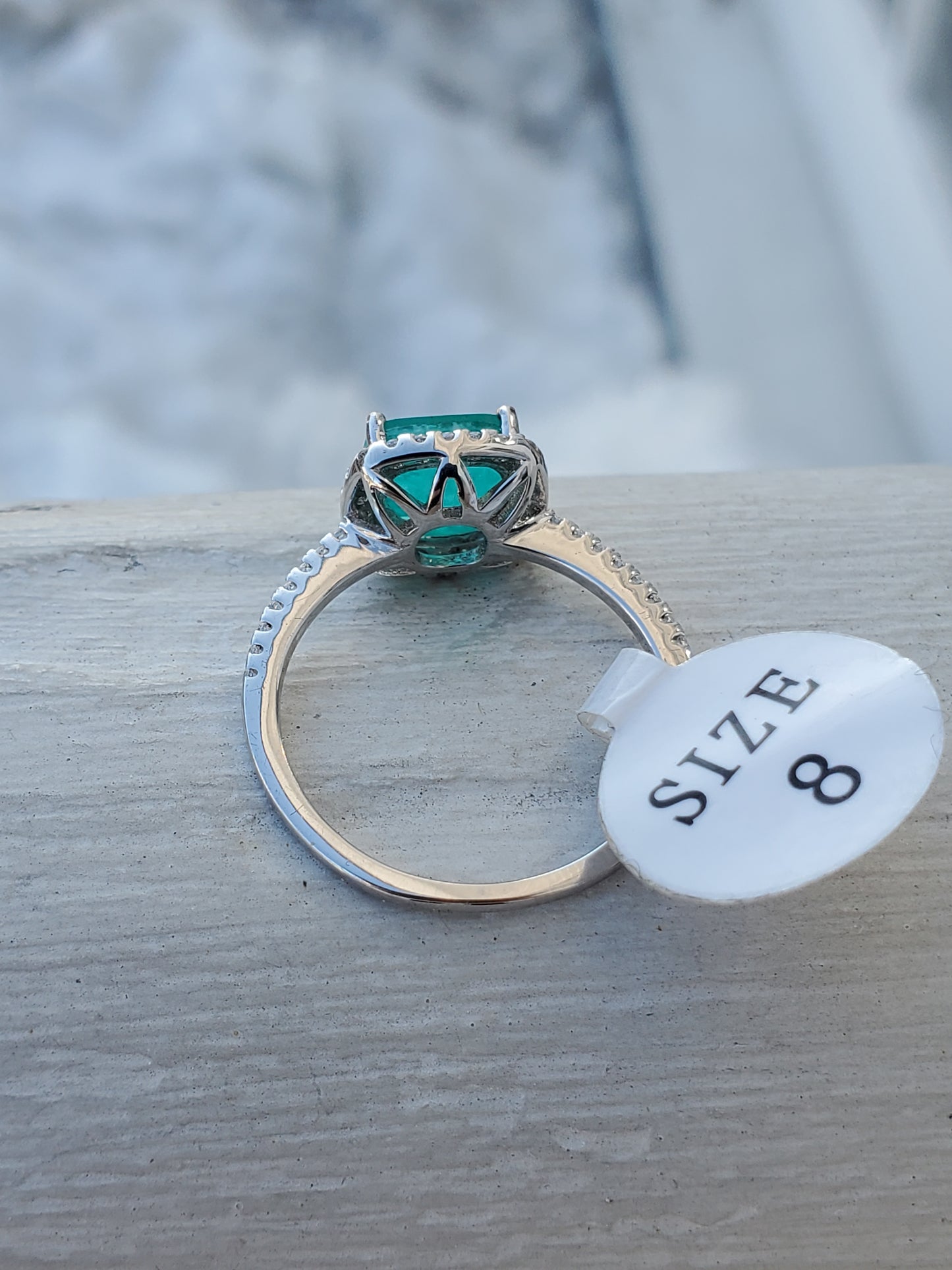 925 Sterling Silver 1.00 ct Lab-Created Cushion Cut Emerald & Zirconia CZ Halo Ring