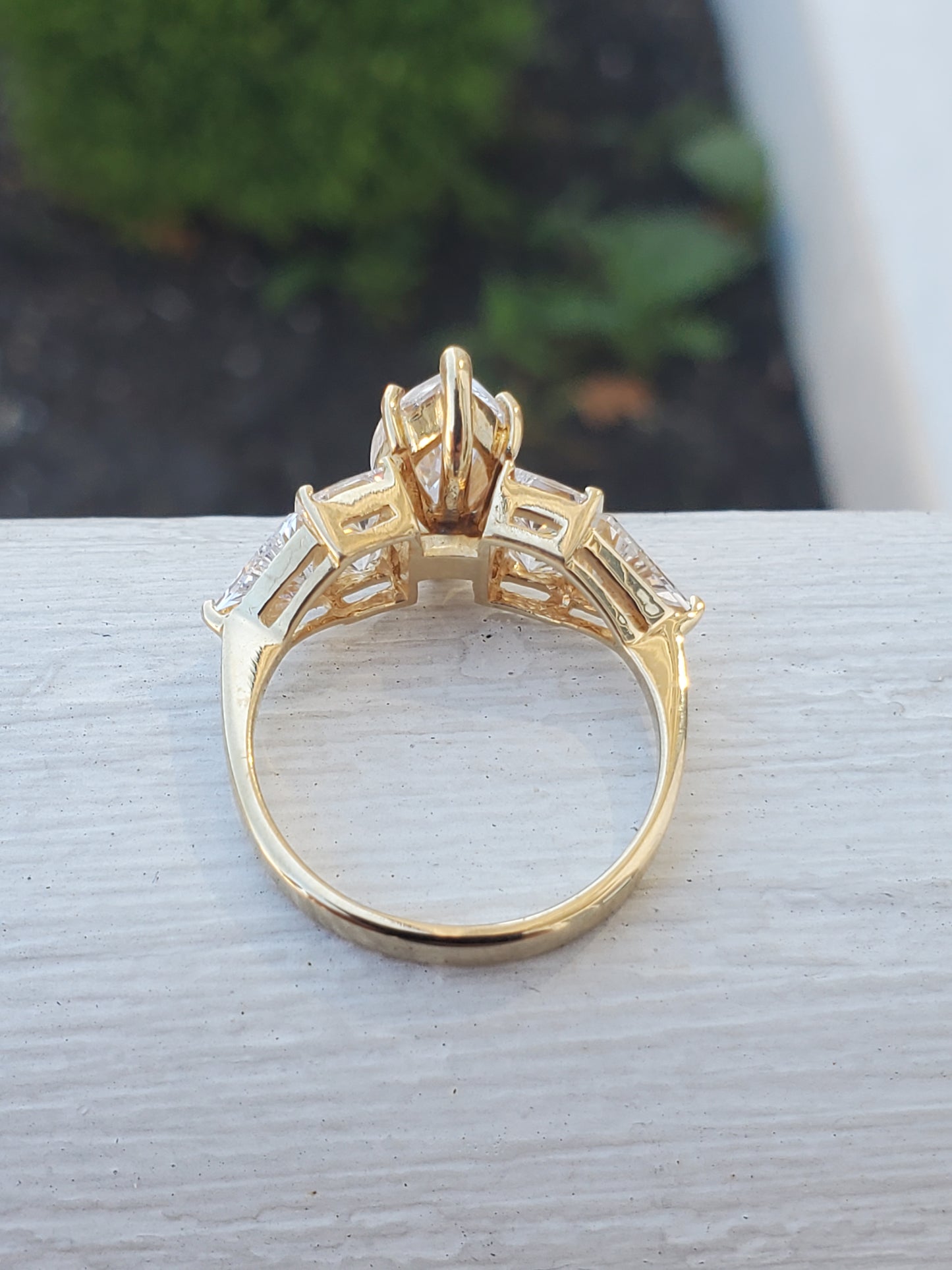14k Solid Gold 3ct Zirconia Marquise Cluster Ring
