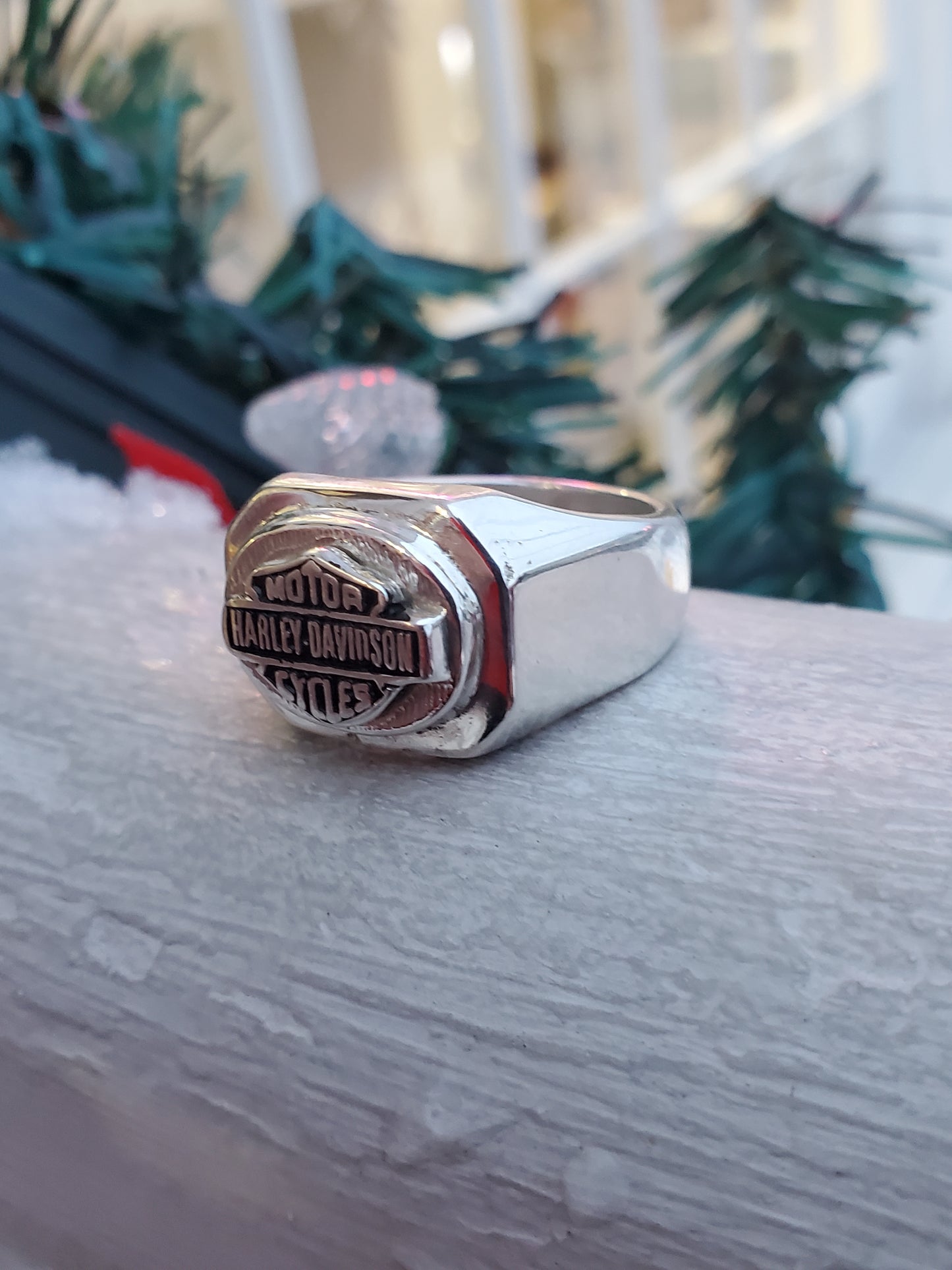 925 Sterling Silver Men's Motor Harley Davidson Cycles Biker Shield Ring