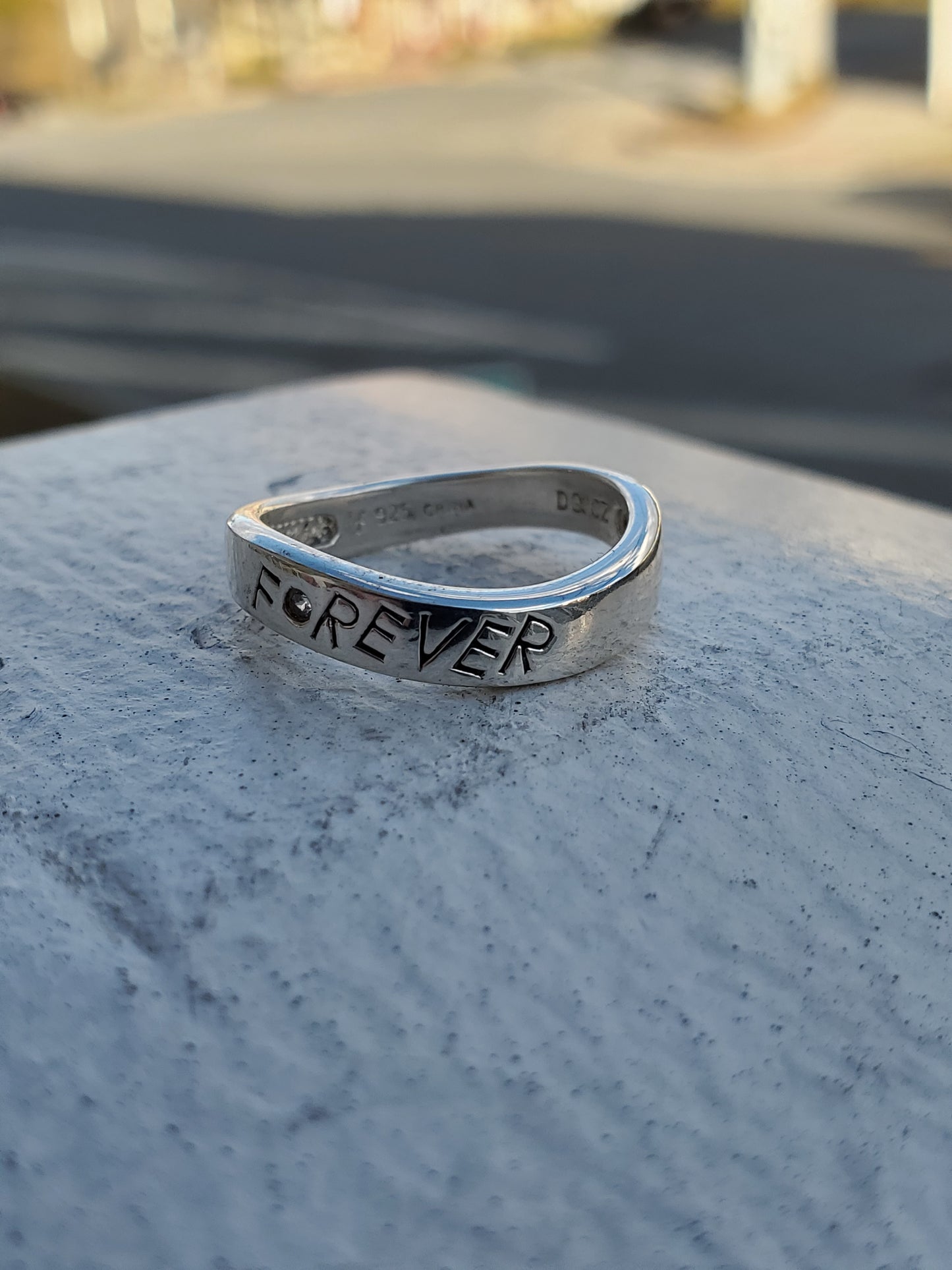 925 Sterling Silver Designer DQ Forever Wavy Band Ring