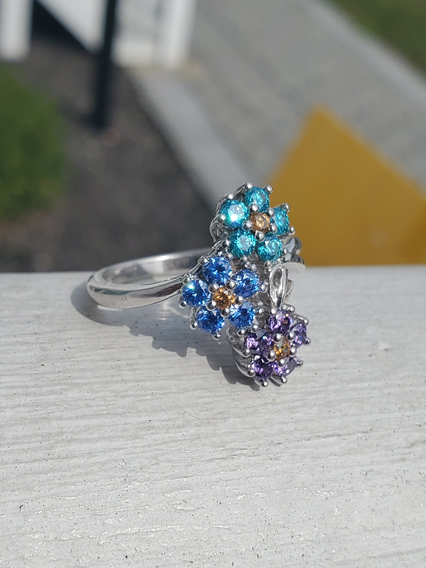 925 Sterling Silver "Boho Blossoms" Sparkling Zirconia Floral Bouquet Ring
