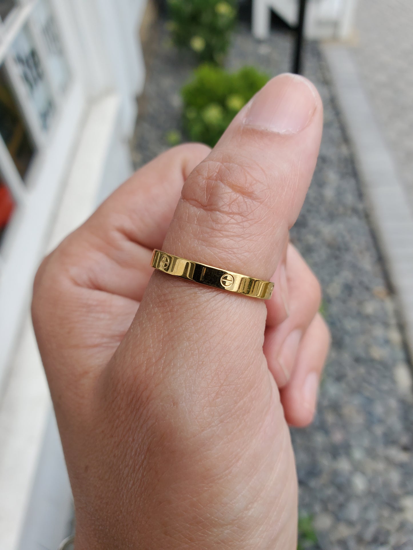 Stainless Steel Thin Love Cartier Style Band Ring
